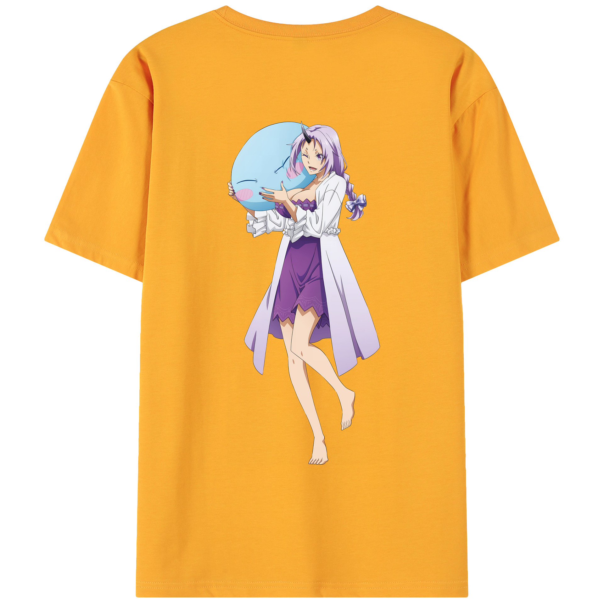 （画像用） 転スラ Regarding Reincarnated to Slime 綿100％ メンズ半袖Tシャツ（バックプリント） 通気性