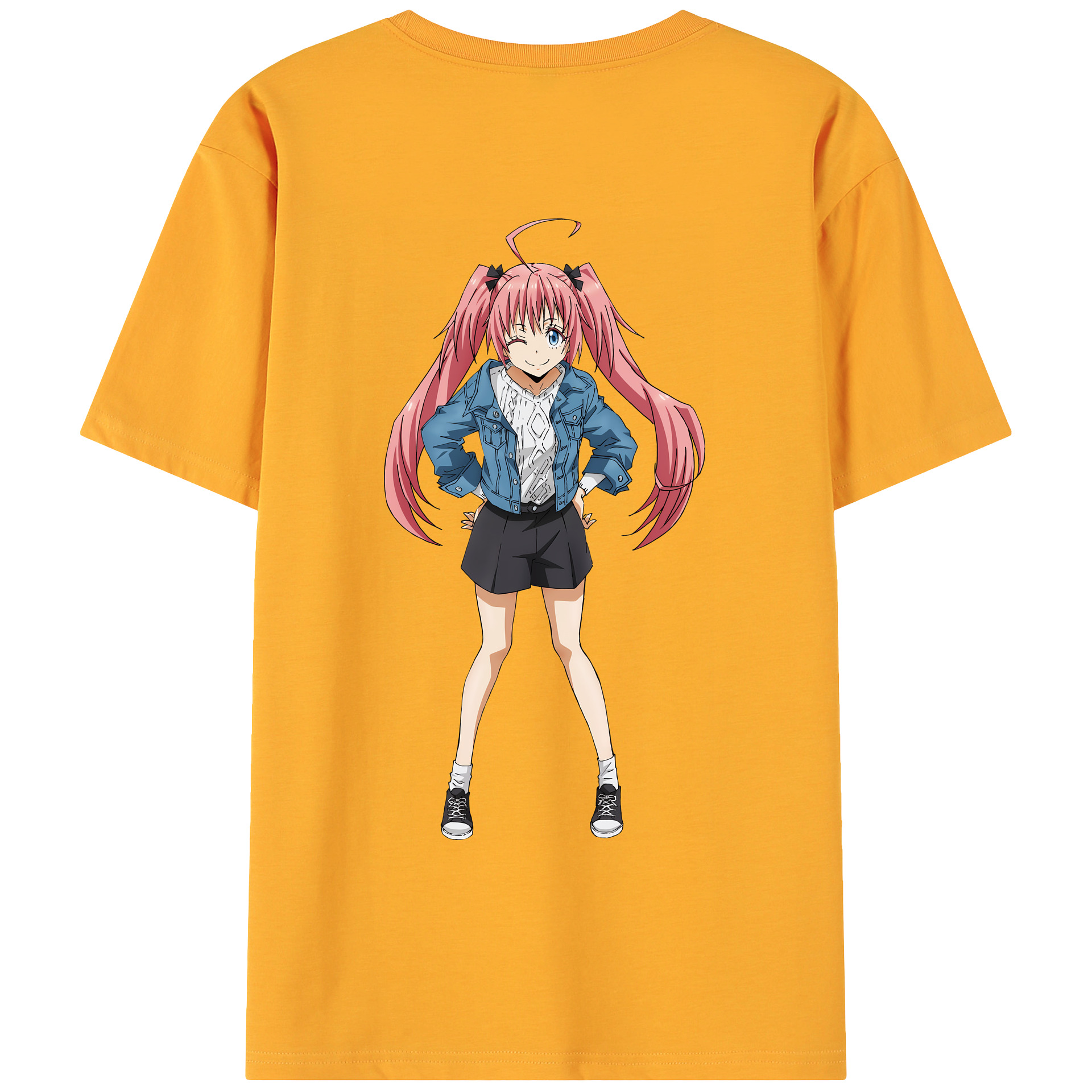 （画像用） 転スラ Regarding Reincarnated to Slime 綿100％ メンズ半袖Tシャツ（バックプリント） 通気性