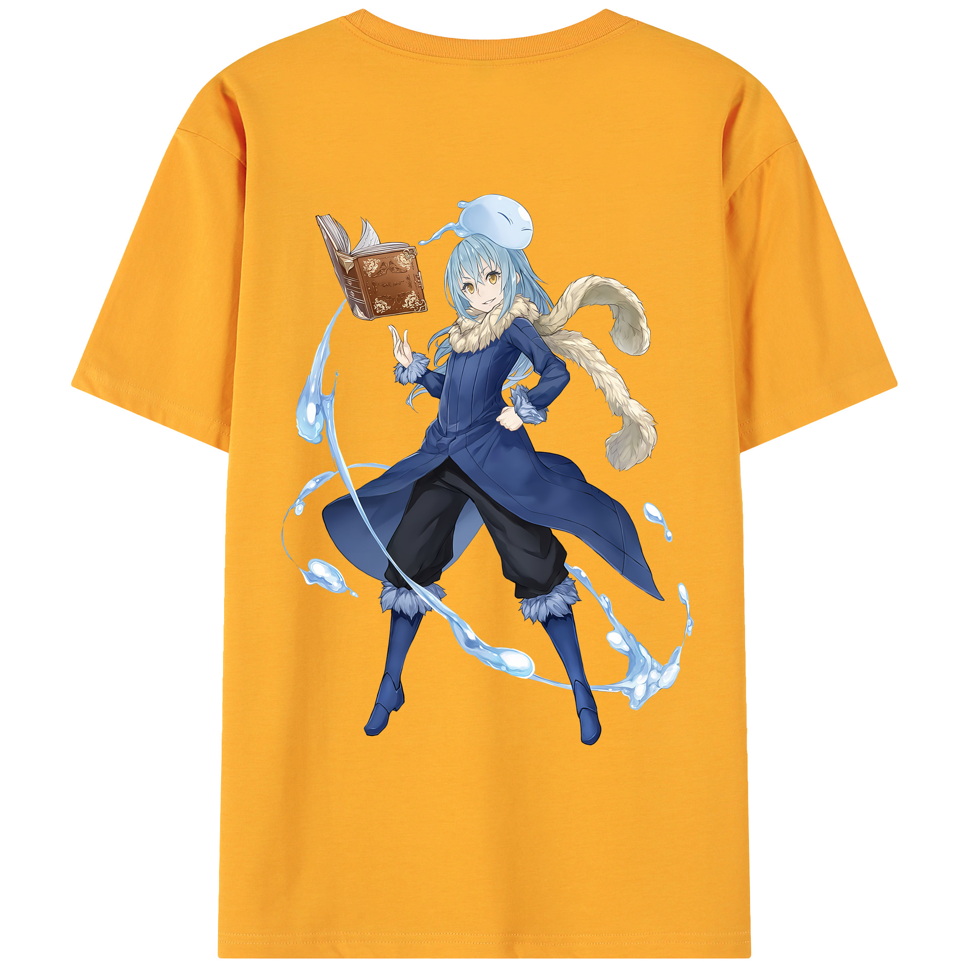 （画像用） 転スラ Regarding Reincarnated to Slime 綿100％ メンズ半袖Tシャツ（バックプリント） 通気性