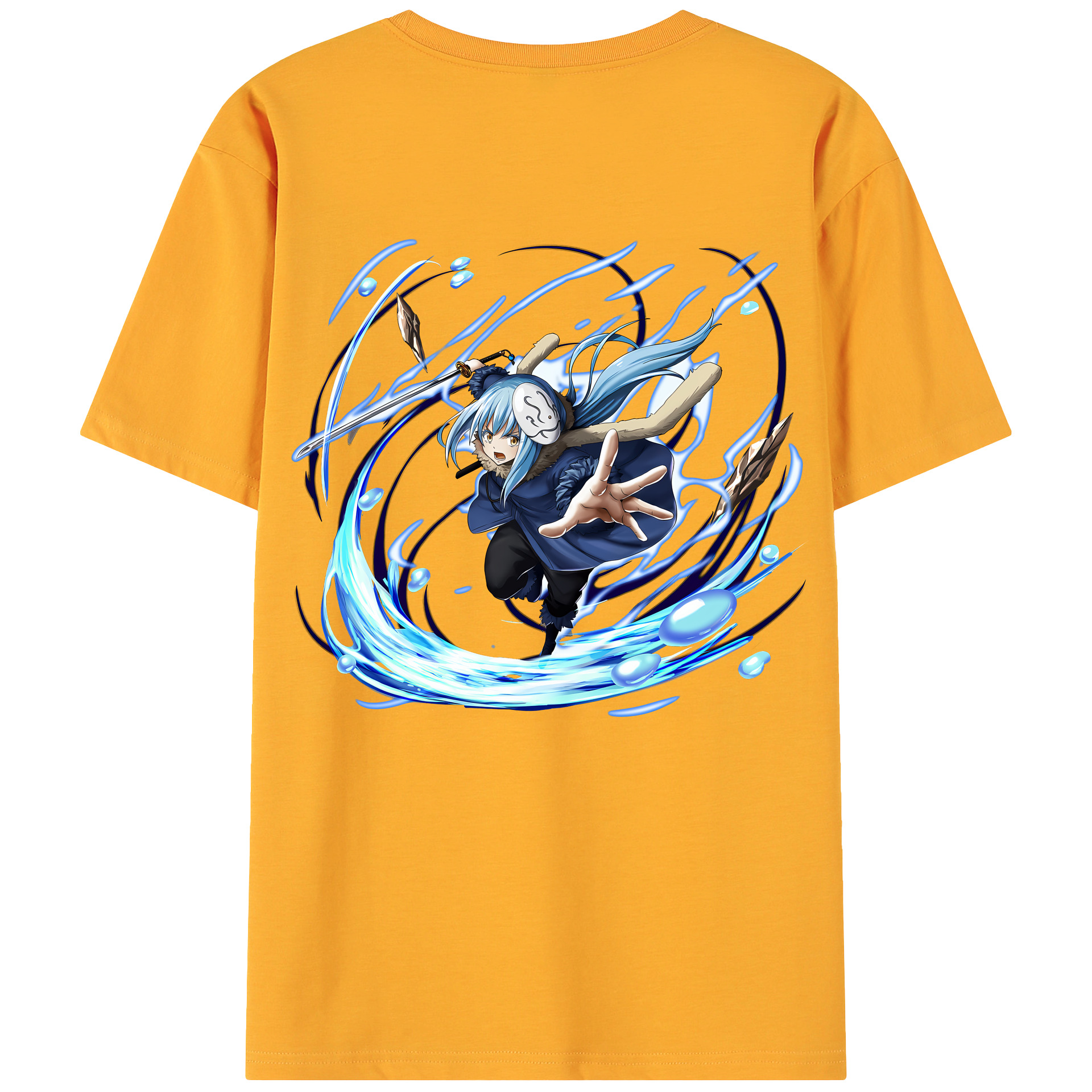 （画像用） 転スラ Regarding Reincarnated to Slime 綿100％ メンズ半袖Tシャツ（バックプリント） 通気性
