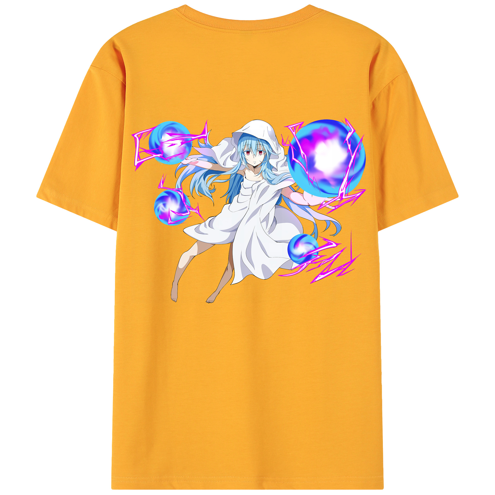 （画像用） 転スラ Regarding Reincarnated to Slime 綿100％ メンズ半袖Tシャツ（バックプリント） 通気性