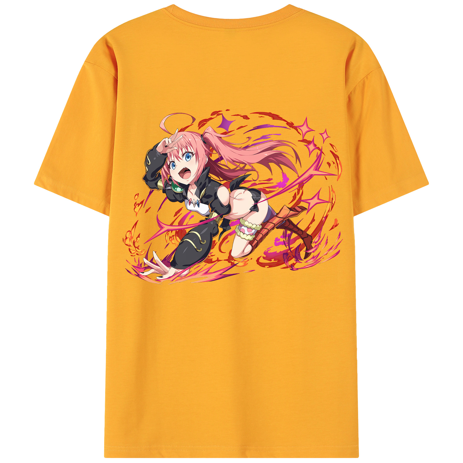 （画像用） 転スラ Regarding Reincarnated to Slime 綿100％ メンズ半袖Tシャツ（バックプリント） 通気性