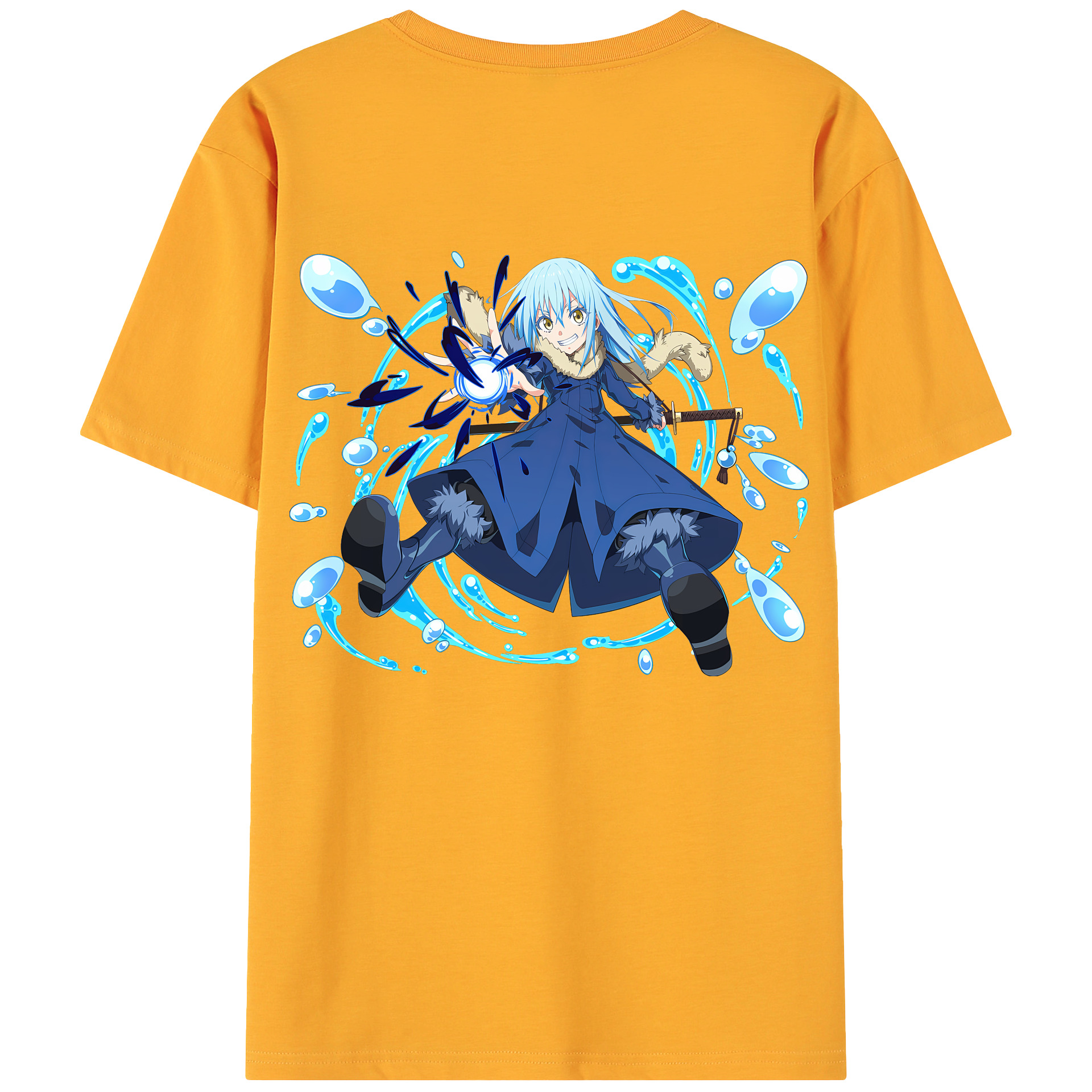 （画像用） 転スラ Regarding Reincarnated to Slime 綿100％ メンズ半袖Tシャツ（バックプリント） 通気性