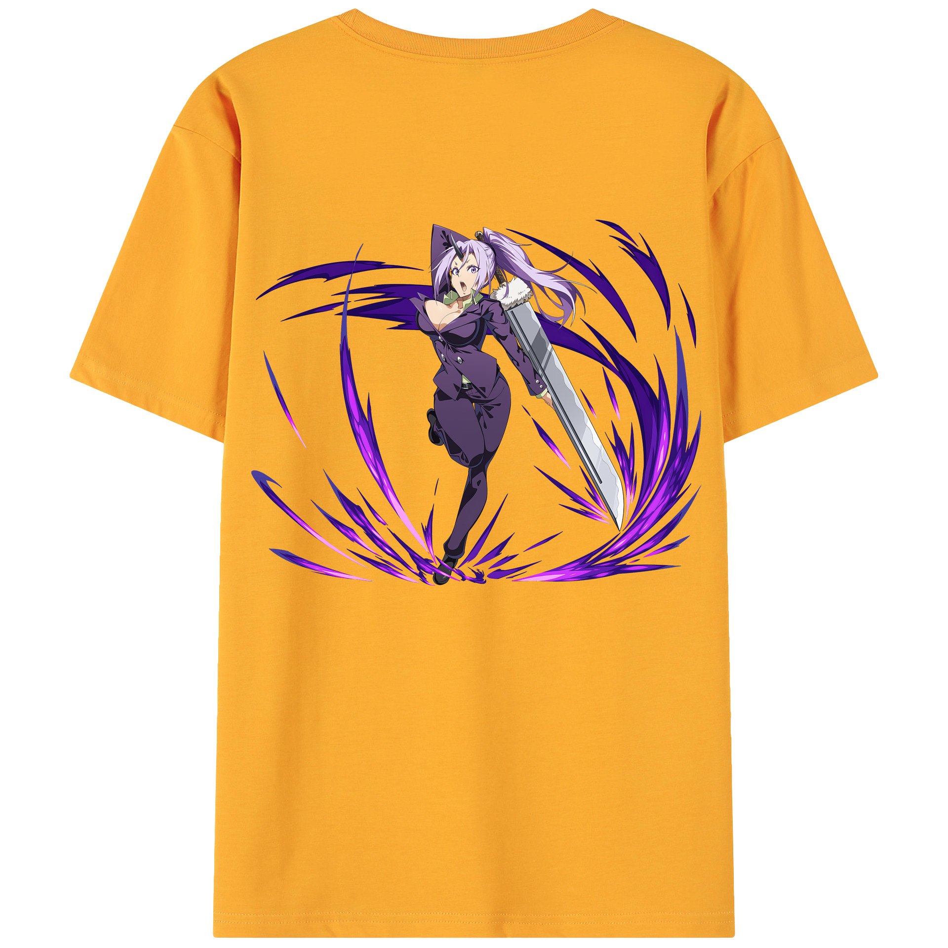 （画像用） 転スラ Regarding Reincarnated to Slime 綿100％ メンズ半袖Tシャツ（バックプリント） 通気性