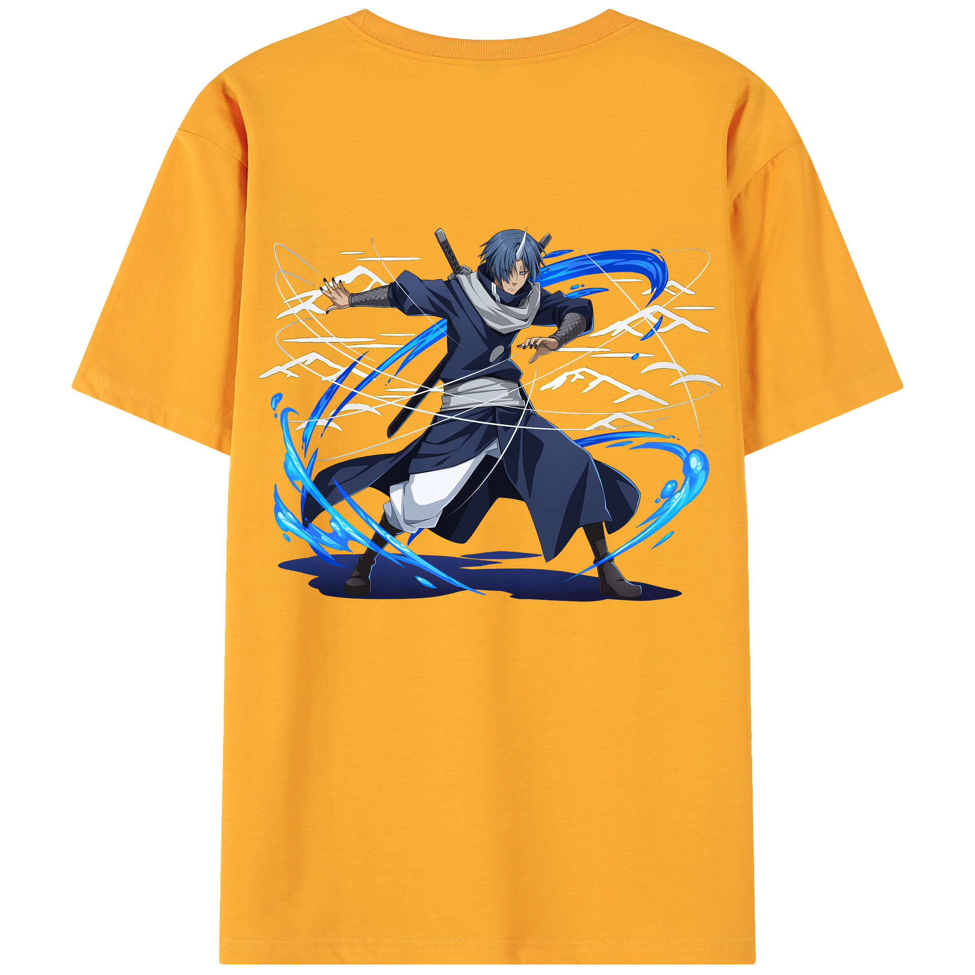 （画像用） 転スラ Regarding Reincarnated to Slime 綿100％ メンズ半袖Tシャツ（バックプリント） 通気性