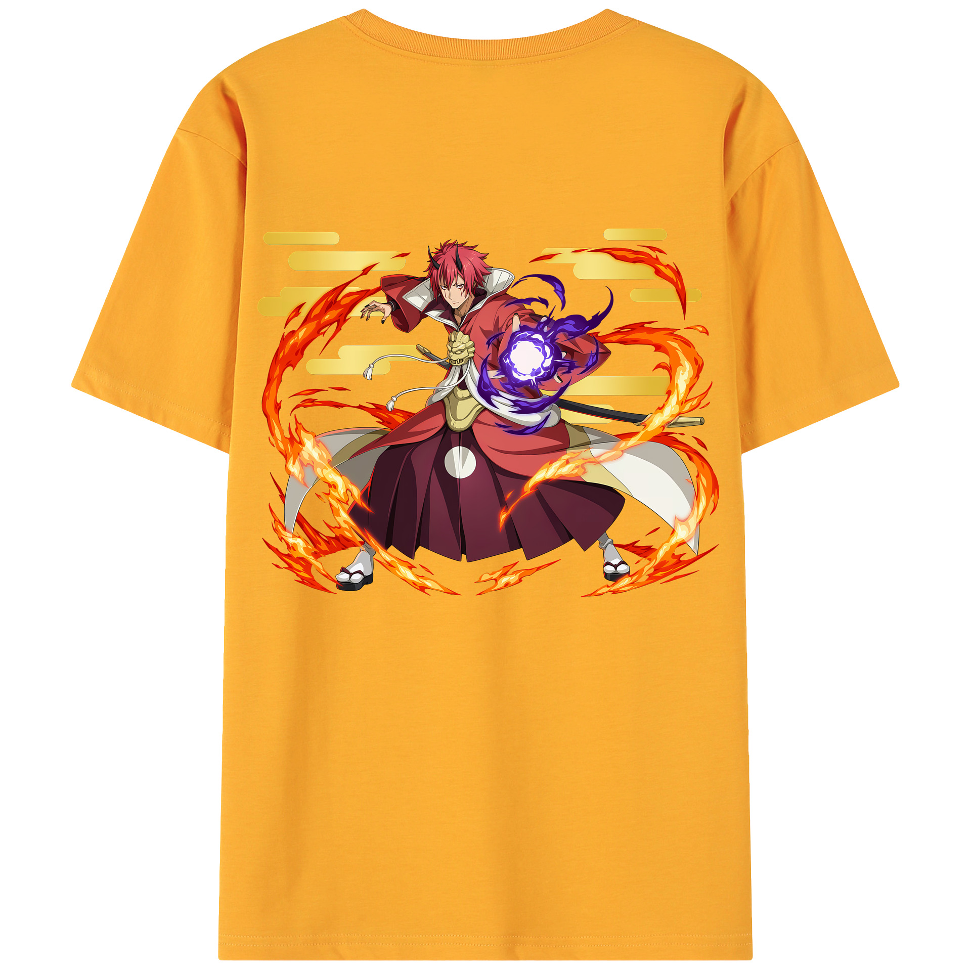 （画像用） 転スラ Regarding Reincarnated to Slime 綿100％ メンズ半袖Tシャツ（バックプリント） 通気性