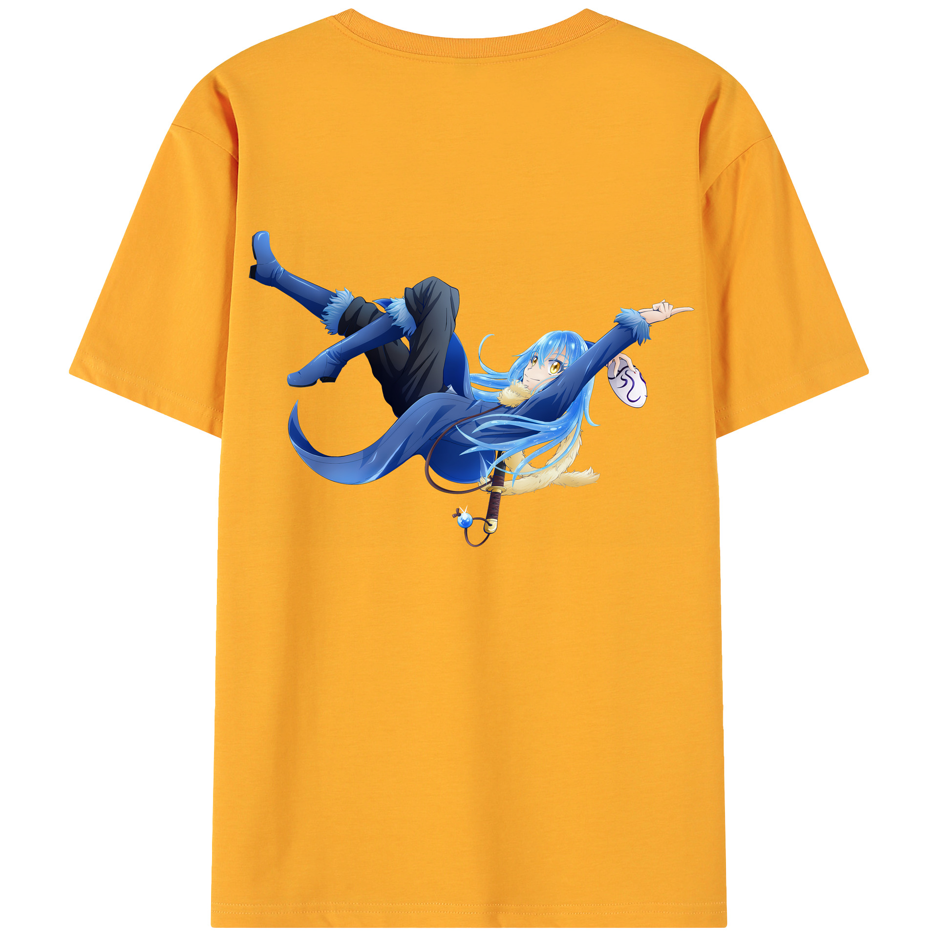（画像用） 転スラ Regarding Reincarnated to Slime 綿100％ メンズ半袖Tシャツ（バックプリント） 通気性