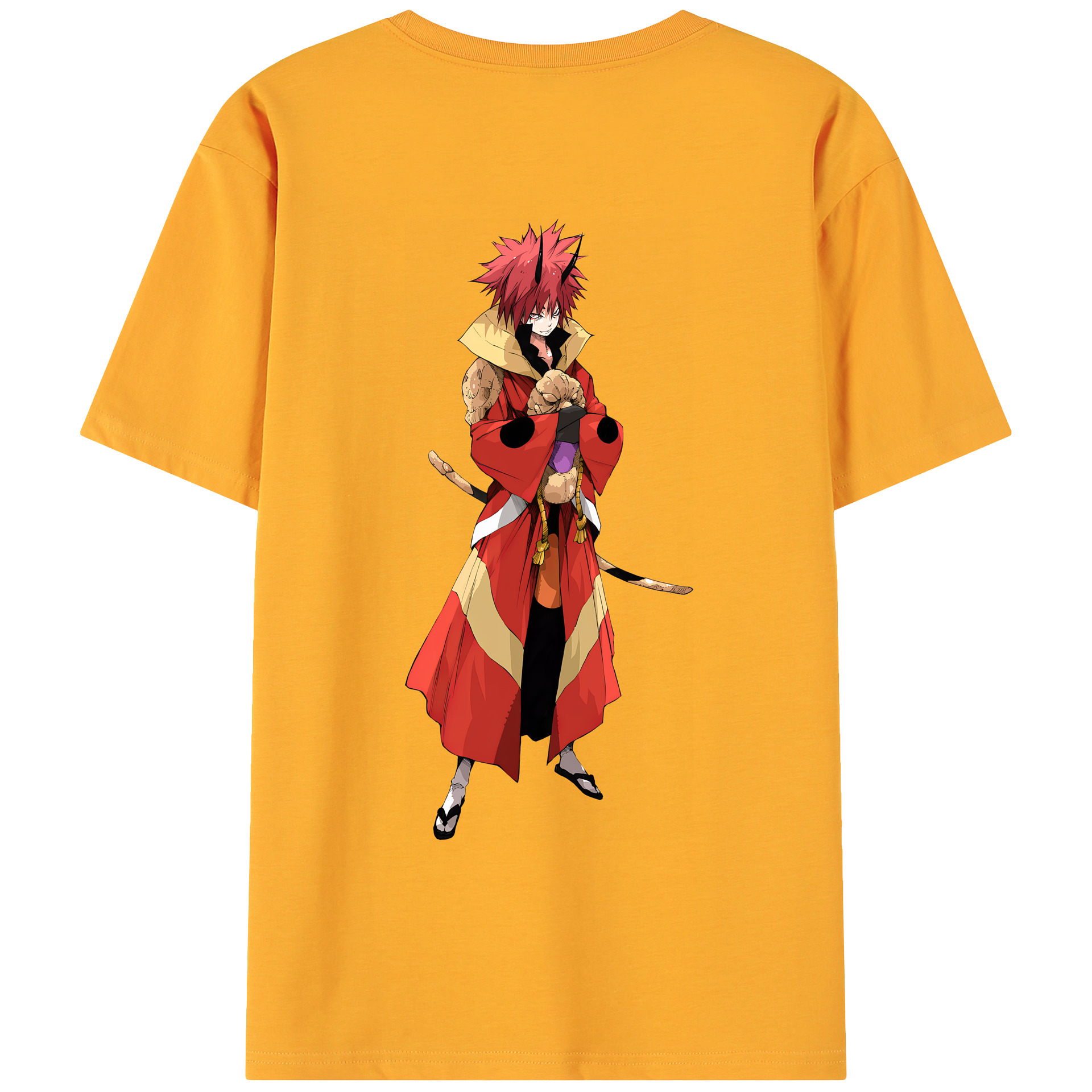 （画像用） 転スラ Regarding Reincarnated to Slime 綿100％ メンズ半袖Tシャツ（バックプリント） 通気性