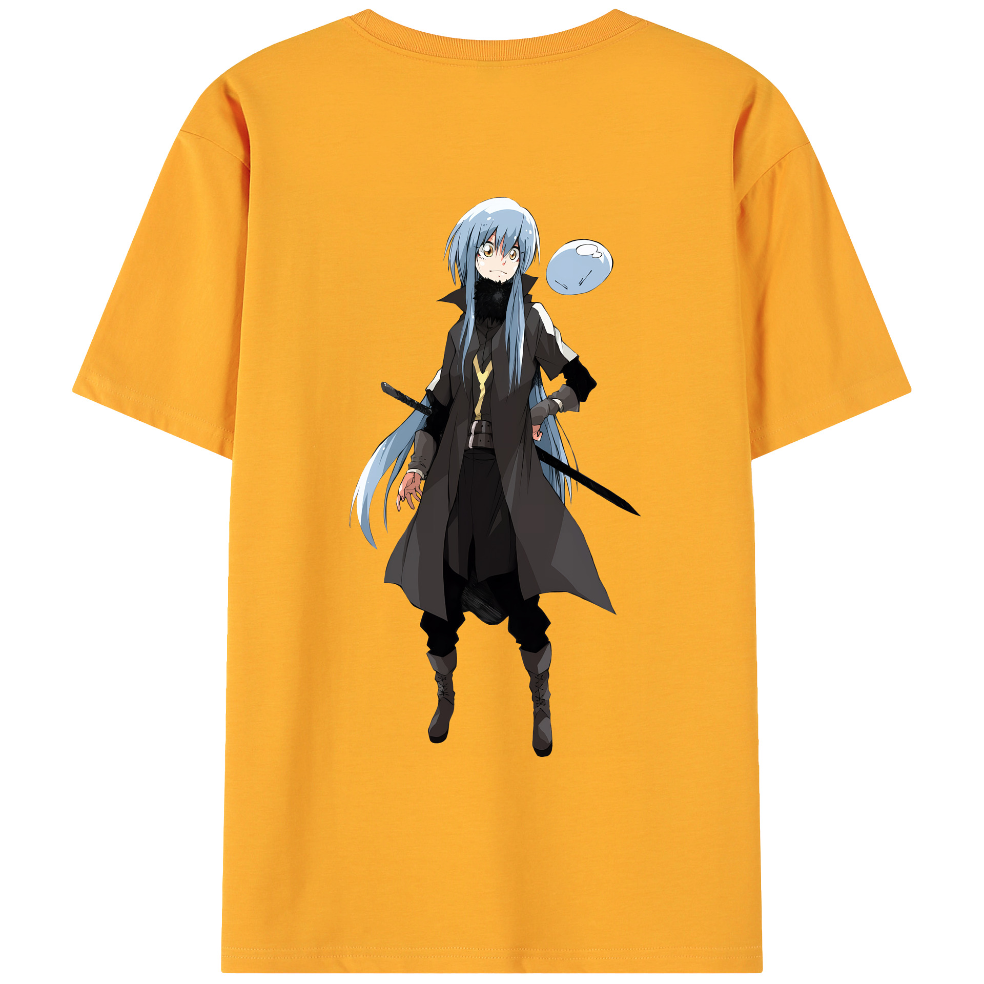 （画像用） 転スラ Regarding Reincarnated to Slime 綿100％ メンズ半袖Tシャツ（バックプリント） 通気性
