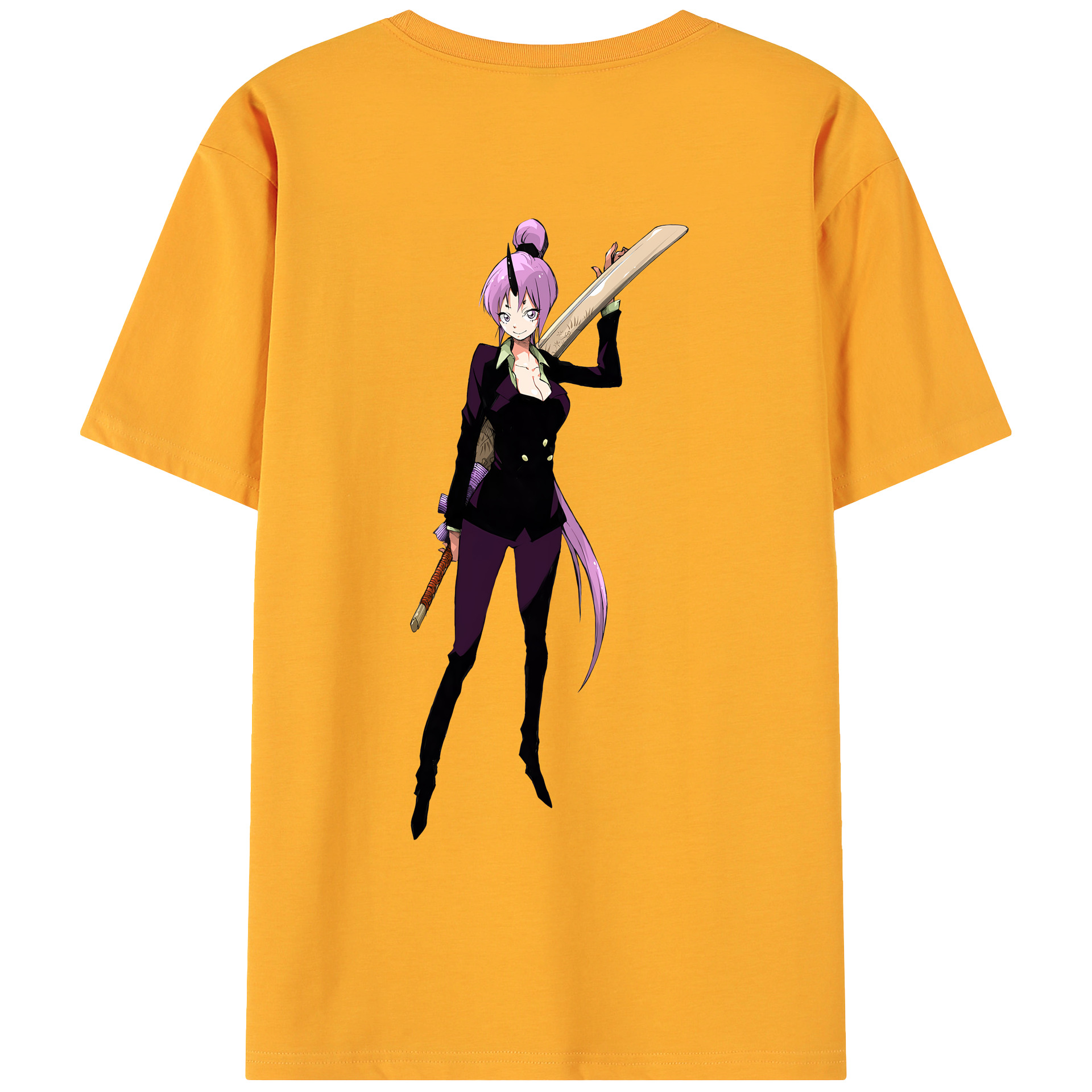 （画像用） 転スラ Regarding Reincarnated to Slime 綿100％ メンズ半袖Tシャツ（バックプリント） 通気性