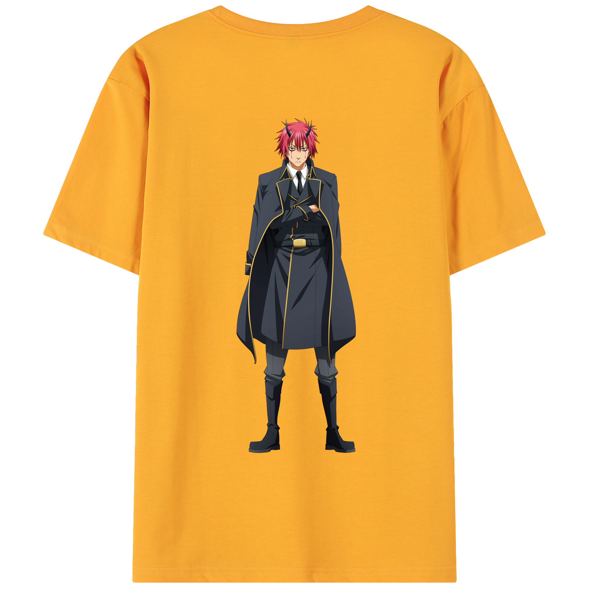 （画像用） 転スラ Regarding Reincarnated to Slime 綿100％ メンズ半袖Tシャツ（バックプリント） 通気性