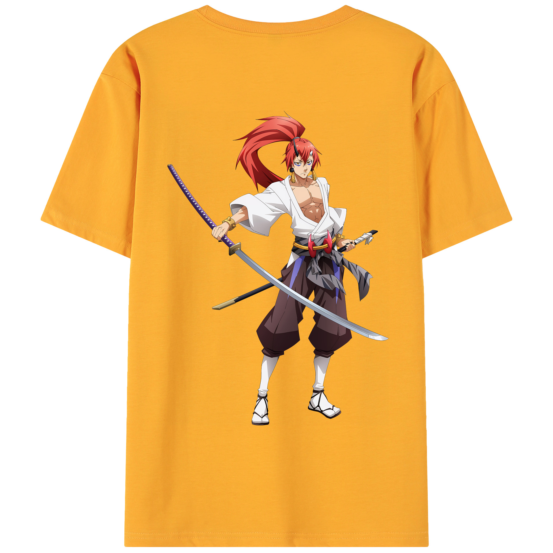 （画像用） 転スラ Regarding Reincarnated to Slime 綿100％ メンズ半袖Tシャツ（バックプリント） 通気性