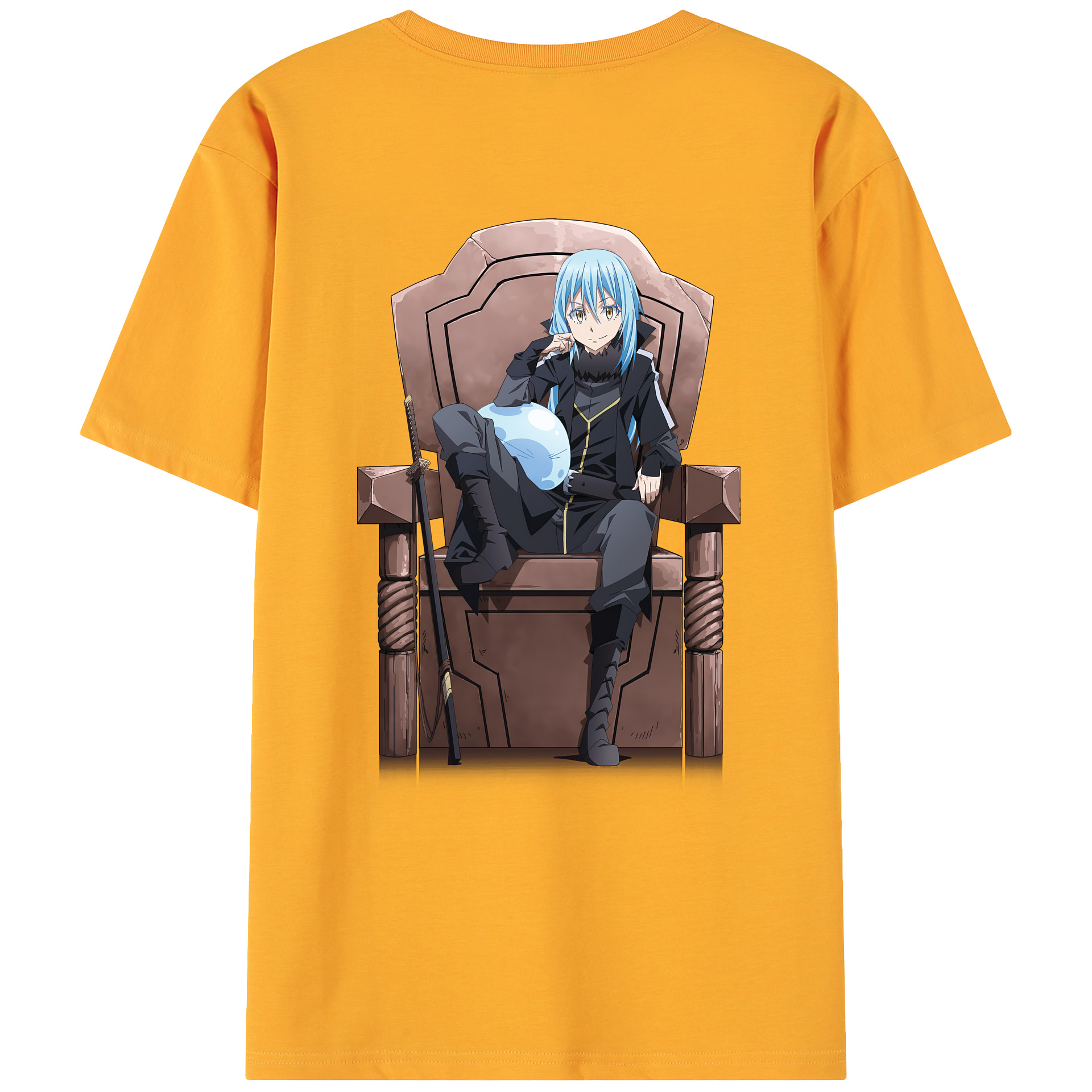 （画像用） 転スラ Regarding Reincarnated to Slime 綿100％ メンズ半袖Tシャツ（バックプリント） 通気性