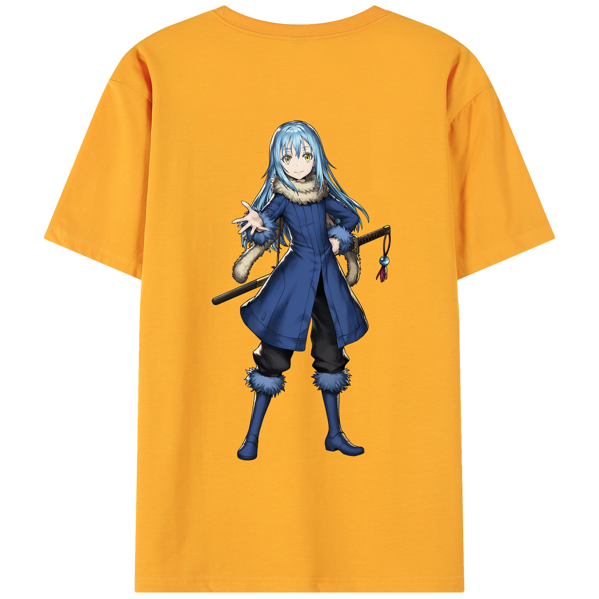 （画像用） 転スラ Regarding Reincarnated to Slime 綿100％ メンズ半袖Tシャツ（バックプリント） 通気性