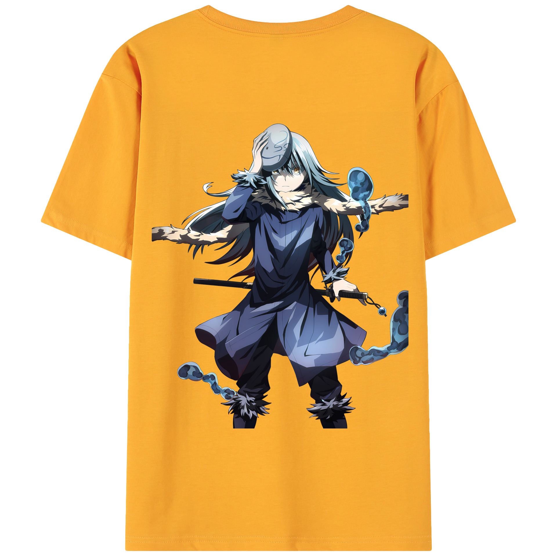 （画像用） 転スラ Regarding Reincarnated to Slime 綿100％ メンズ半袖Tシャツ（バックプリント） 通気性