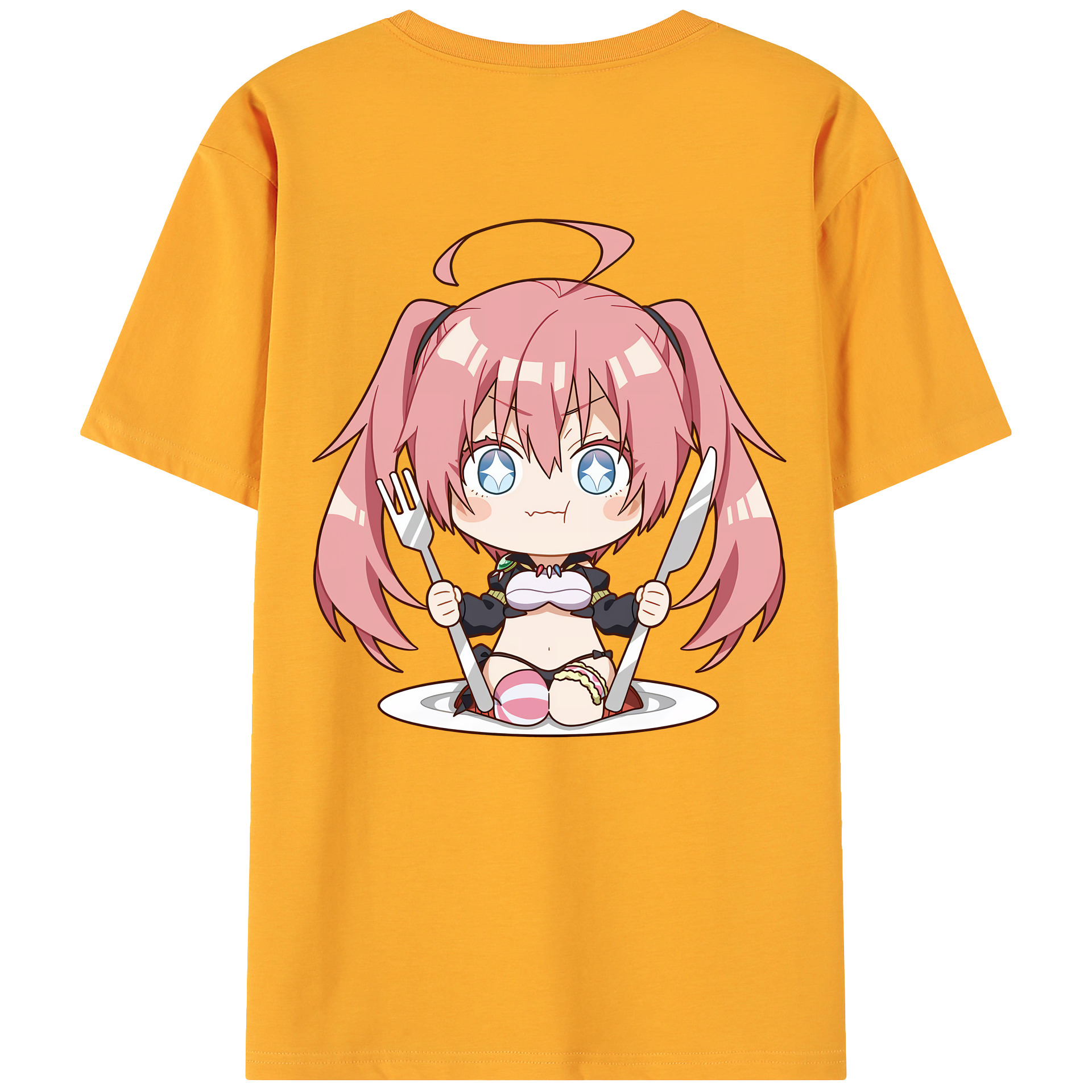 （画像用） 転スラ Regarding Reincarnated to Slime 綿100％ メンズ半袖Tシャツ（バックプリント） 通気性