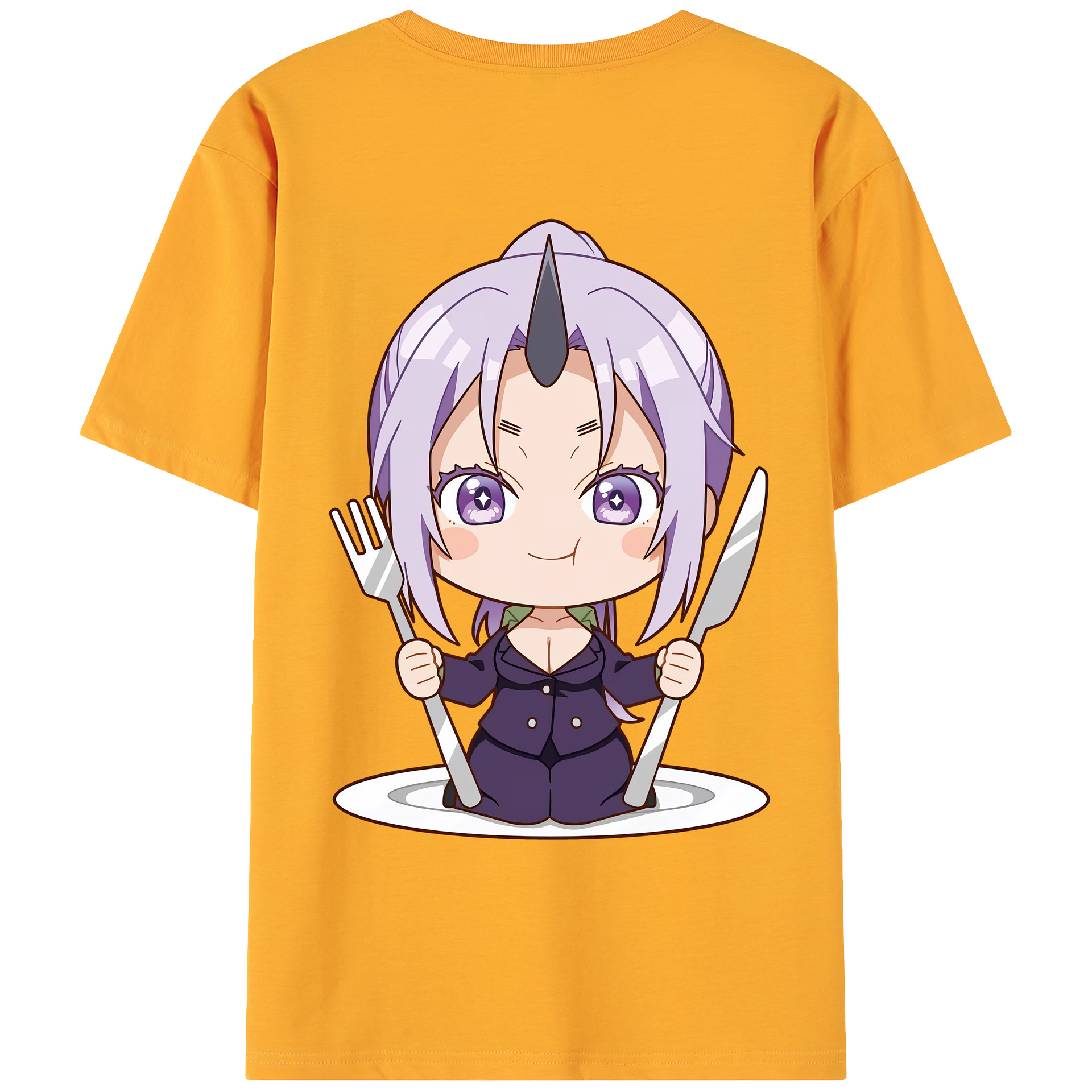 （画像用） 転スラ Regarding Reincarnated to Slime 綿100％ メンズ半袖Tシャツ（バックプリント） 通気性