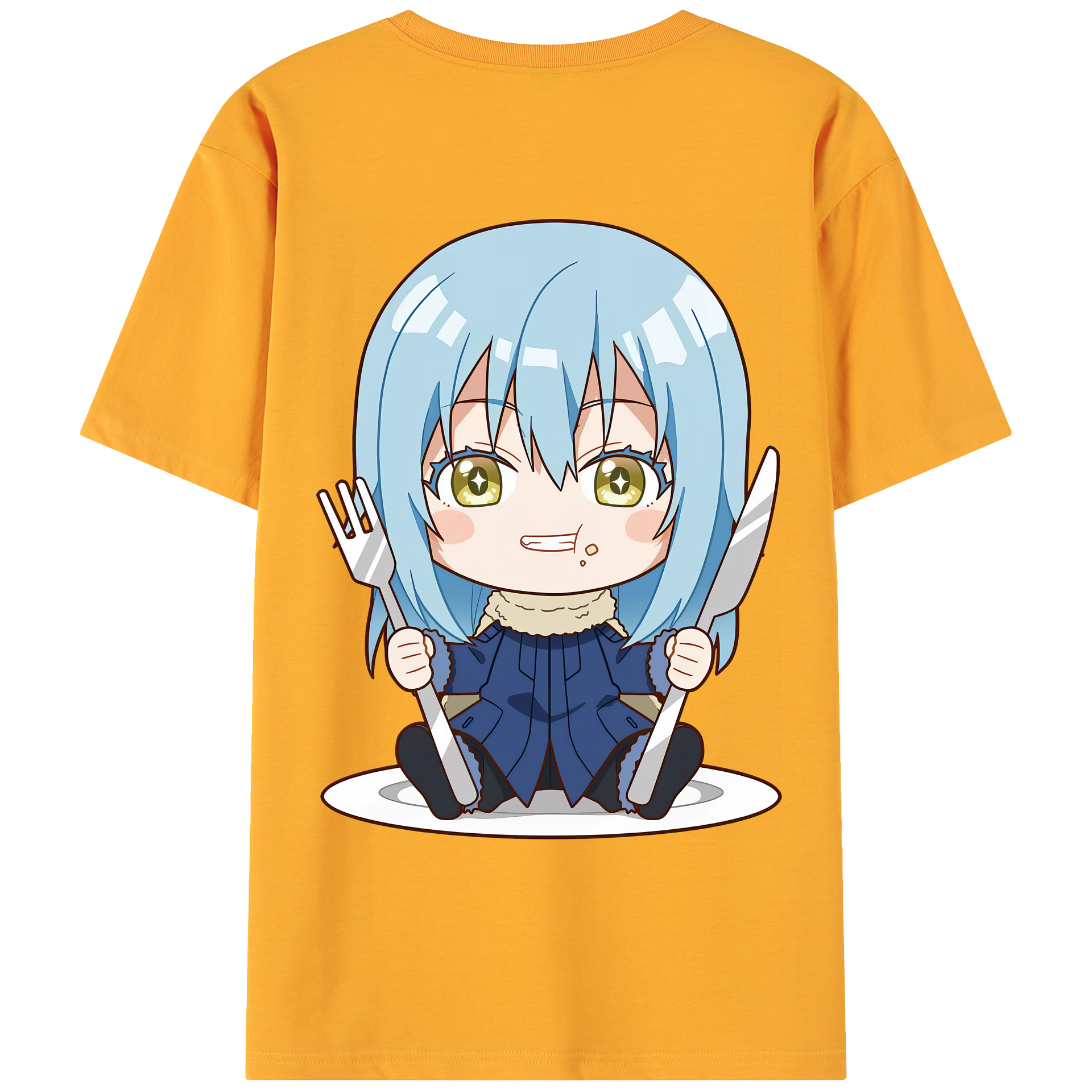 （画像用） 転スラ Regarding Reincarnated to Slime 綿100％ メンズ半袖Tシャツ（バックプリント） 通気性