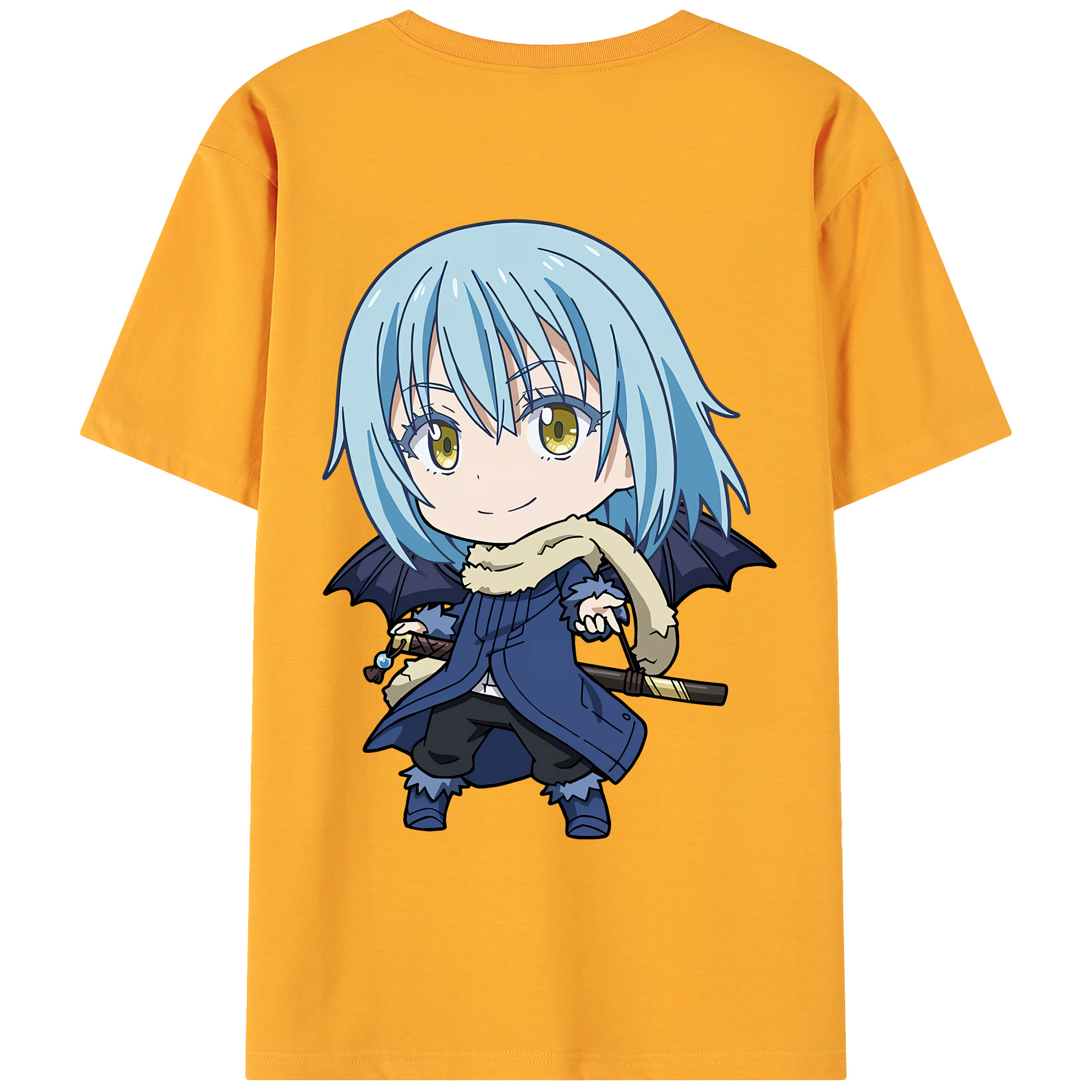 （画像用） 転スラ Regarding Reincarnated to Slime 綿100％ メンズ半袖Tシャツ（バックプリント） 通気性