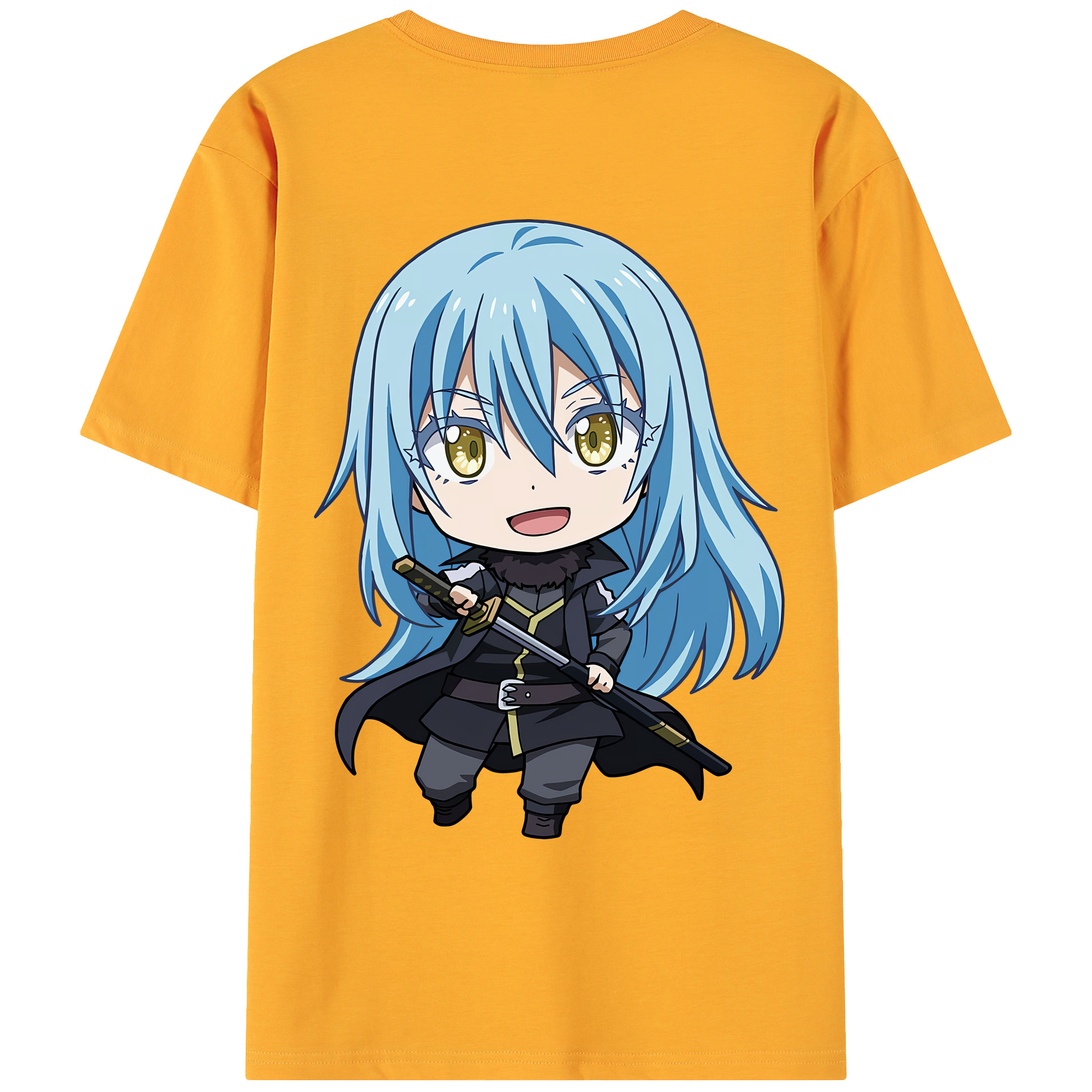 （画像用） 転スラ Regarding Reincarnated to Slime 綿100％ メンズ半袖Tシャツ（バックプリント） 通気性