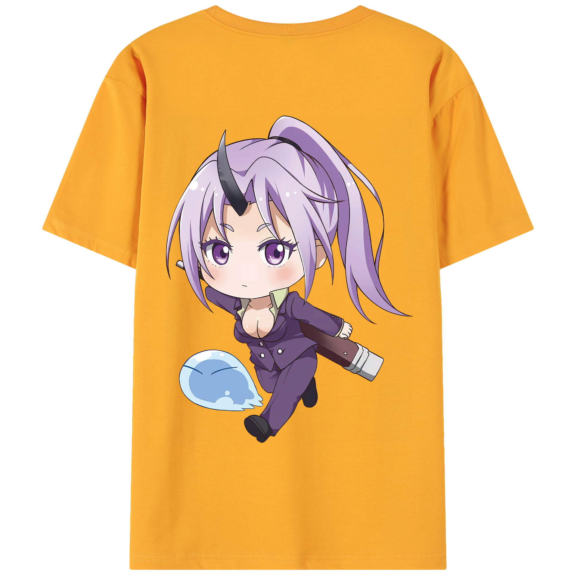 （画像用） 転スラ Regarding Reincarnated to Slime 綿100％ メンズ半袖Tシャツ（バックプリント） 通気性