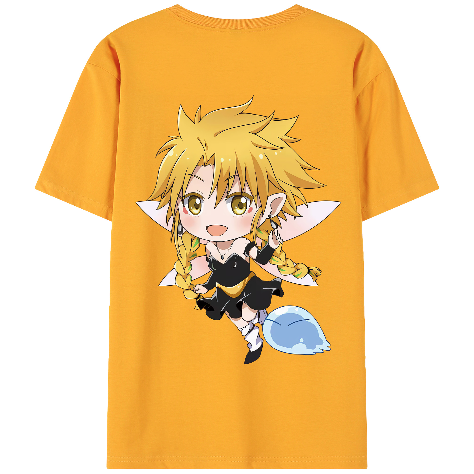 （画像用） 転スラ Regarding Reincarnated to Slime 綿100％ メンズ半袖Tシャツ（バックプリント） 通気性