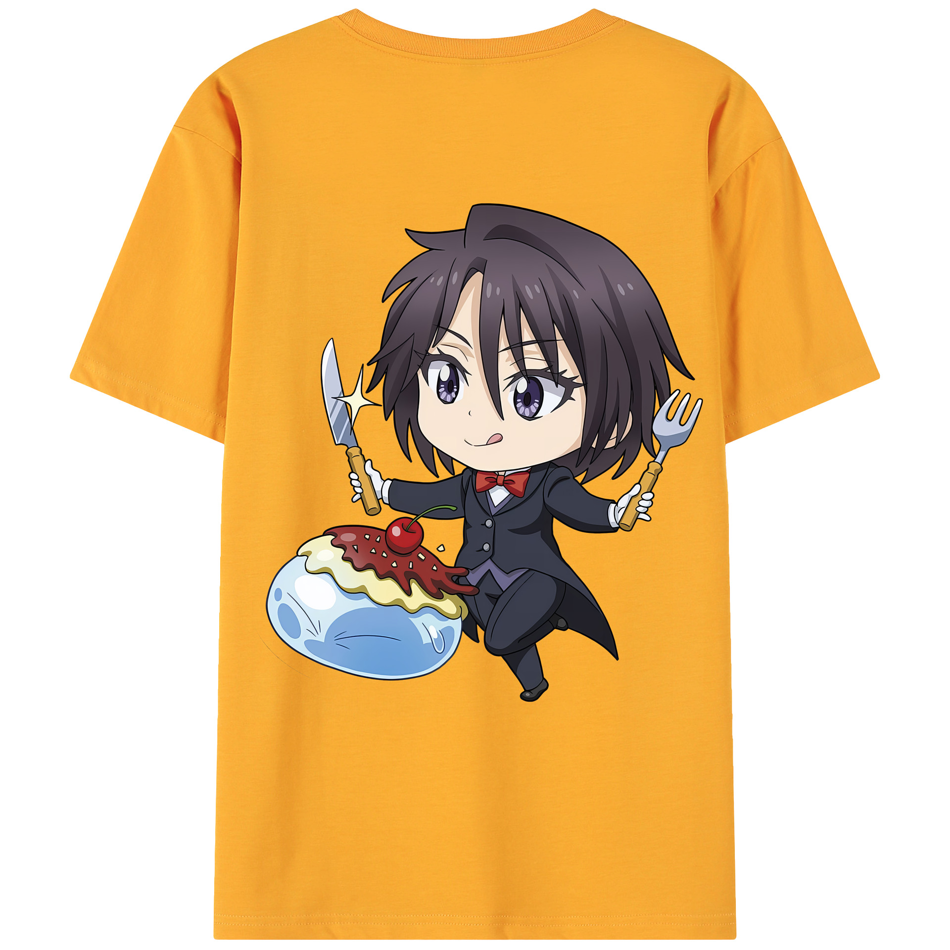 （画像用） 転スラ Regarding Reincarnated to Slime 綿100％ メンズ半袖Tシャツ（バックプリント） 通気性