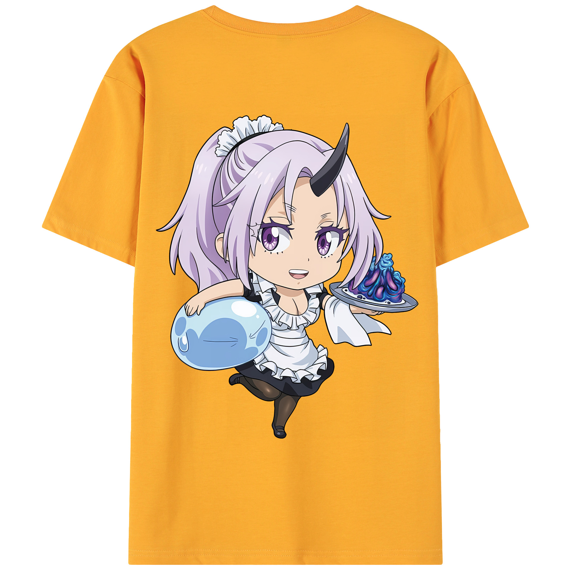 （画像用） 転スラ Regarding Reincarnated to Slime 綿100％ メンズ半袖Tシャツ（バックプリント） 通気性