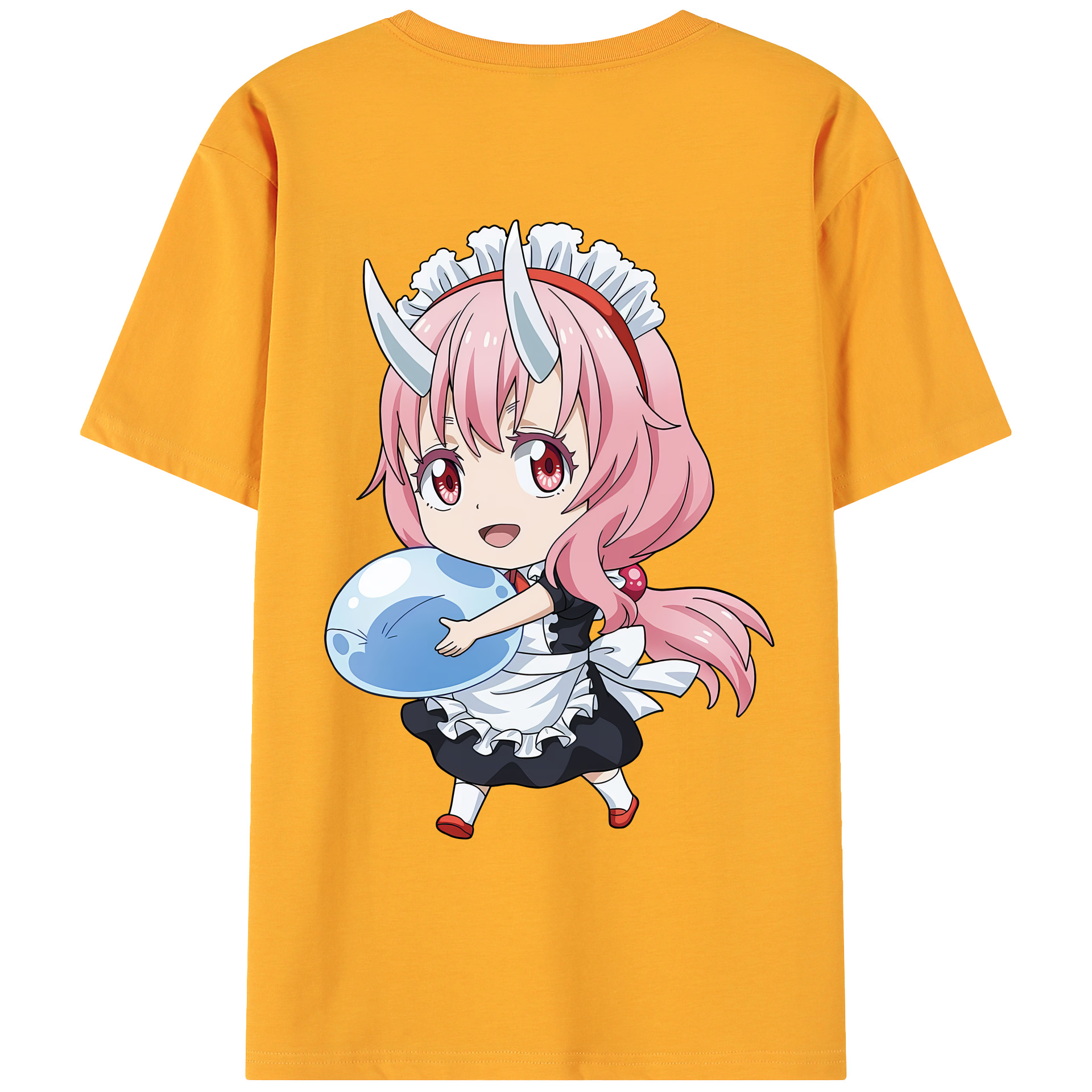 （画像用） 転スラ Regarding Reincarnated to Slime 綿100％ メンズ半袖Tシャツ（バックプリント） 通気性