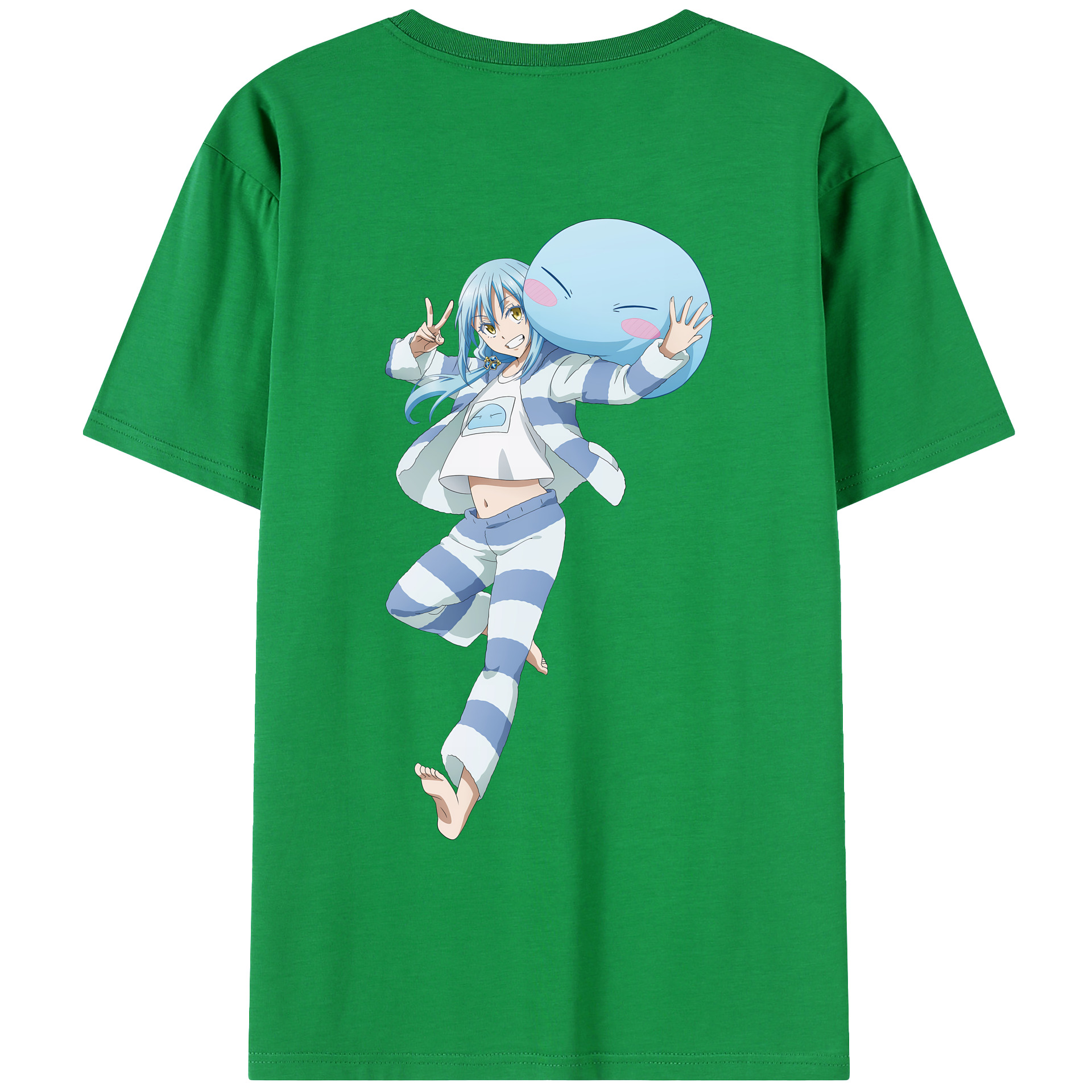 （画像用） 転スラ Regarding Reincarnated to Slime 綿100％ メンズ半袖Tシャツ（バックプリント） 通気性