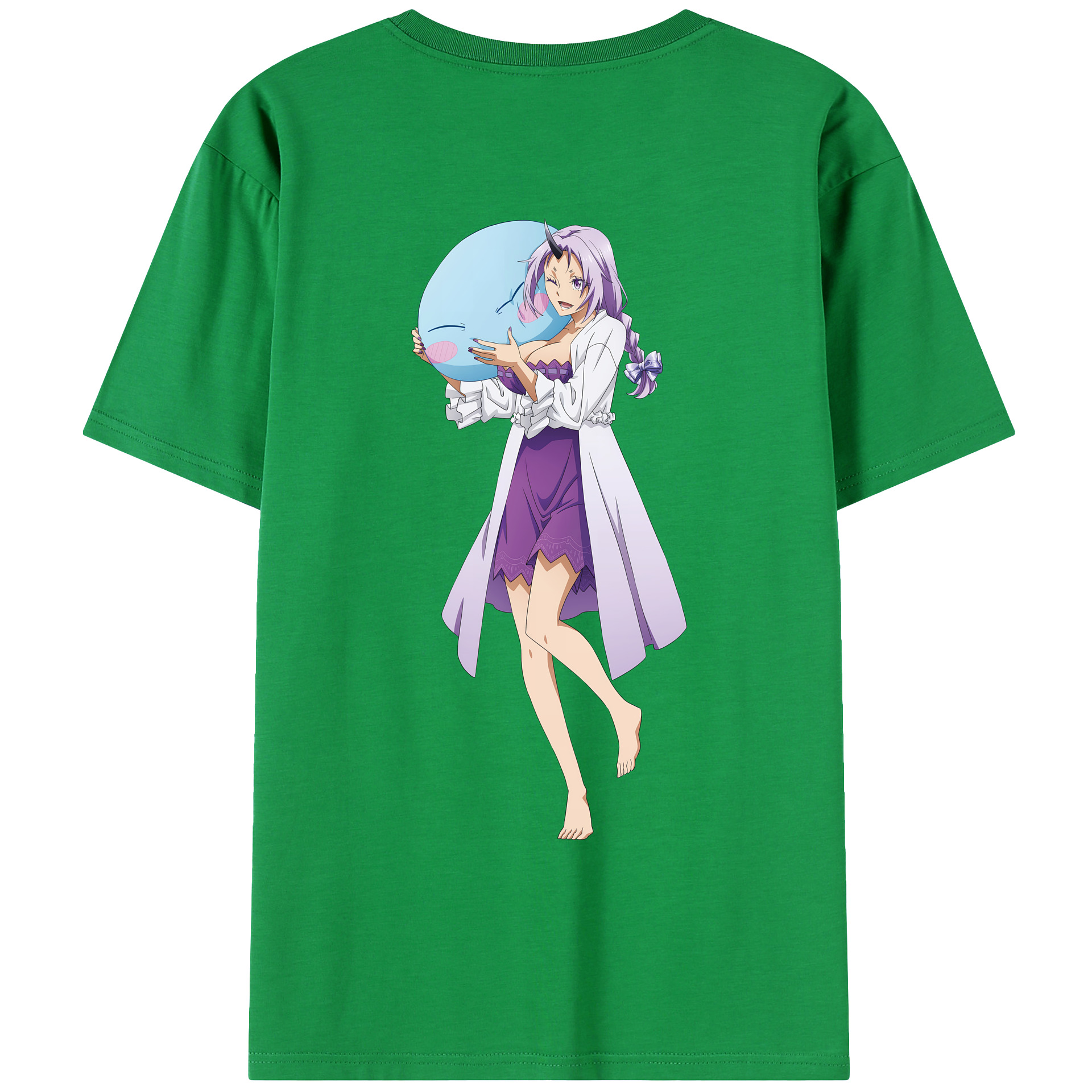 （画像用） 転スラ Regarding Reincarnated to Slime 綿100％ メンズ半袖Tシャツ（バックプリント） 通気性