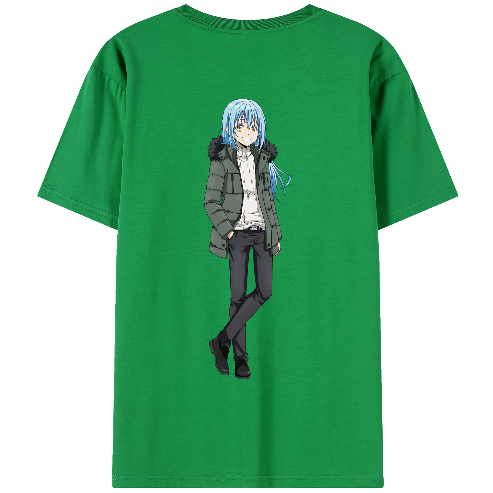 （画像用） 転スラ Regarding Reincarnated to Slime 綿100％ メンズ半袖Tシャツ（バックプリント） 通気性