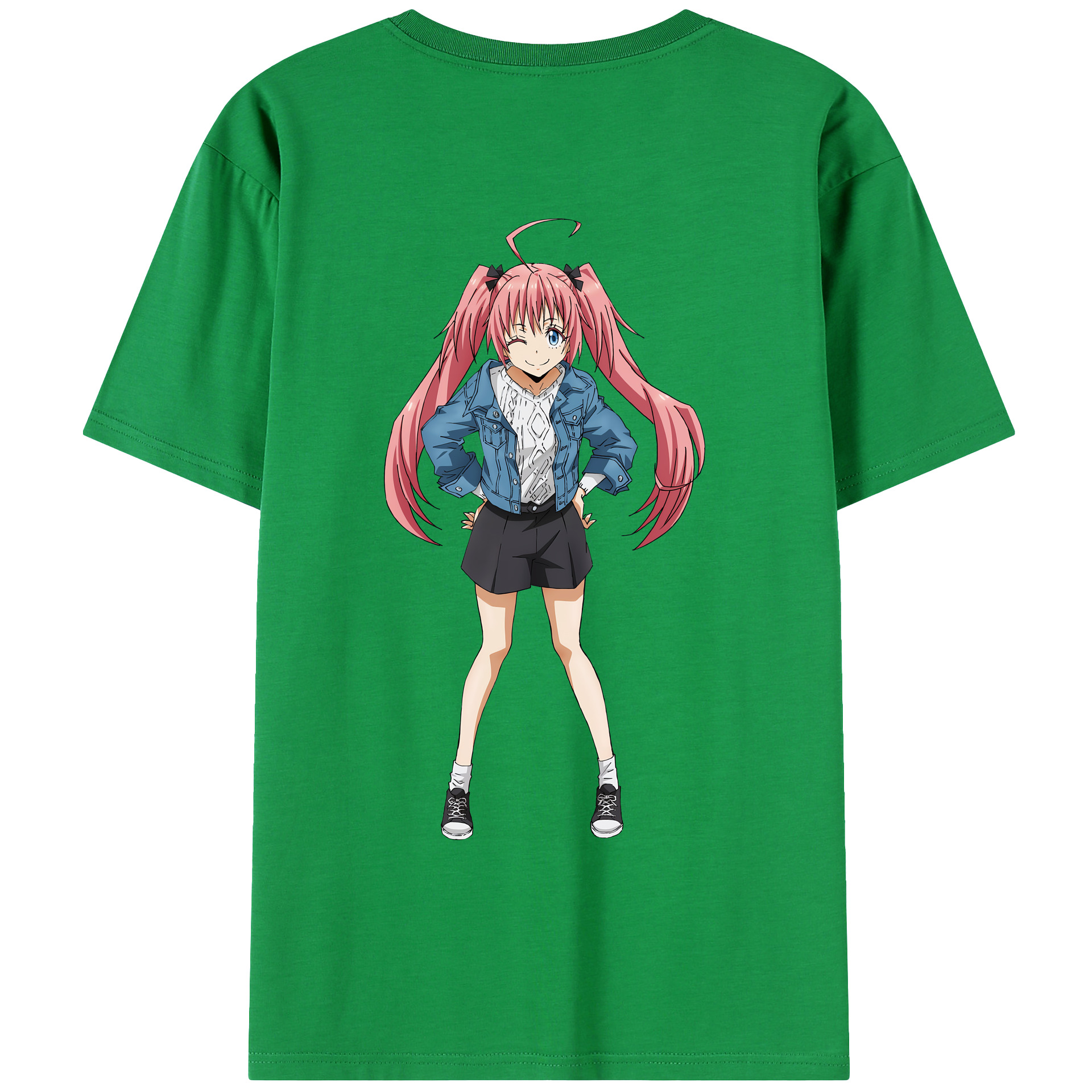 （画像用） 転スラ Regarding Reincarnated to Slime 綿100％ メンズ半袖Tシャツ（バックプリント） 通気性