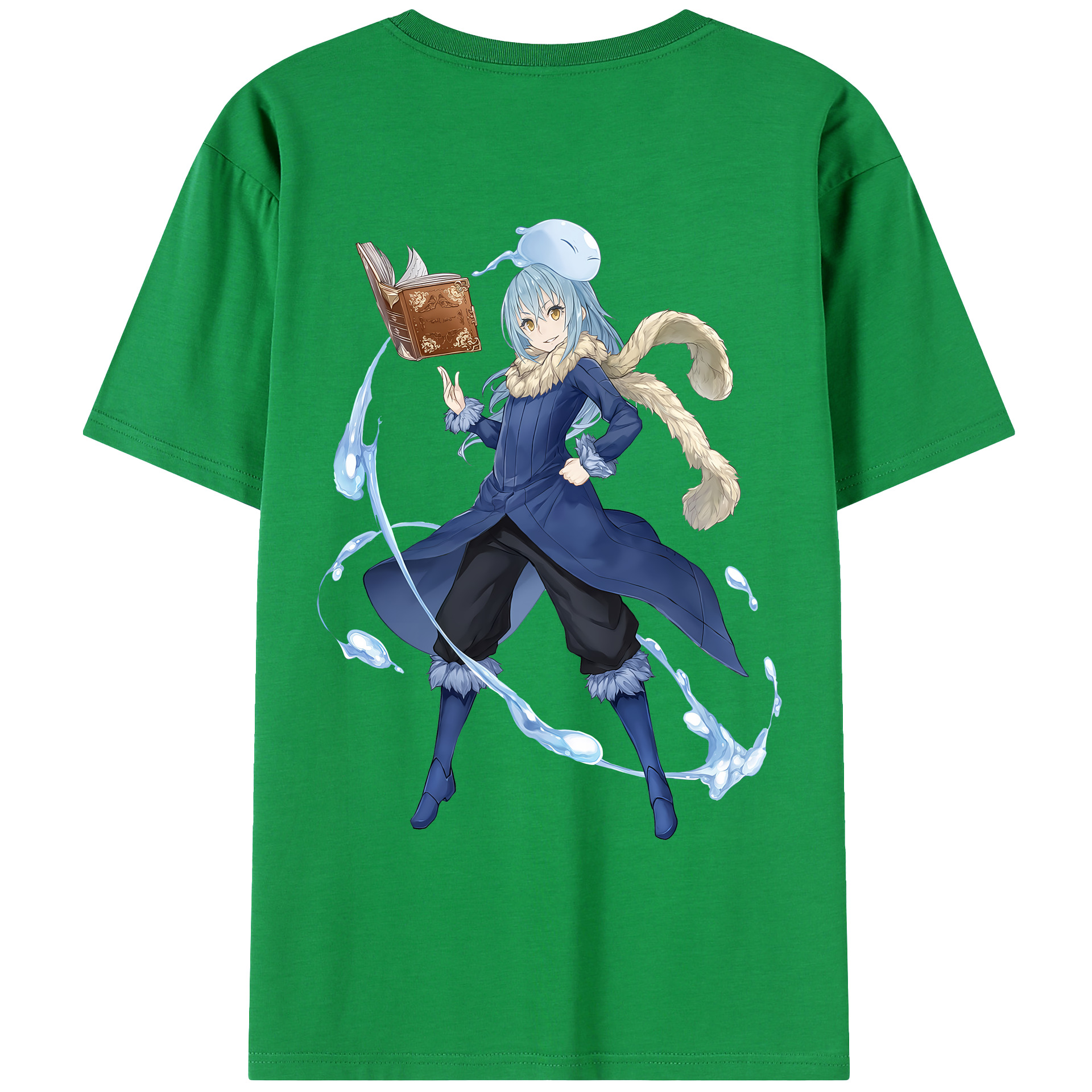 （画像用） 転スラ Regarding Reincarnated to Slime 綿100％ メンズ半袖Tシャツ（バックプリント） 通気性