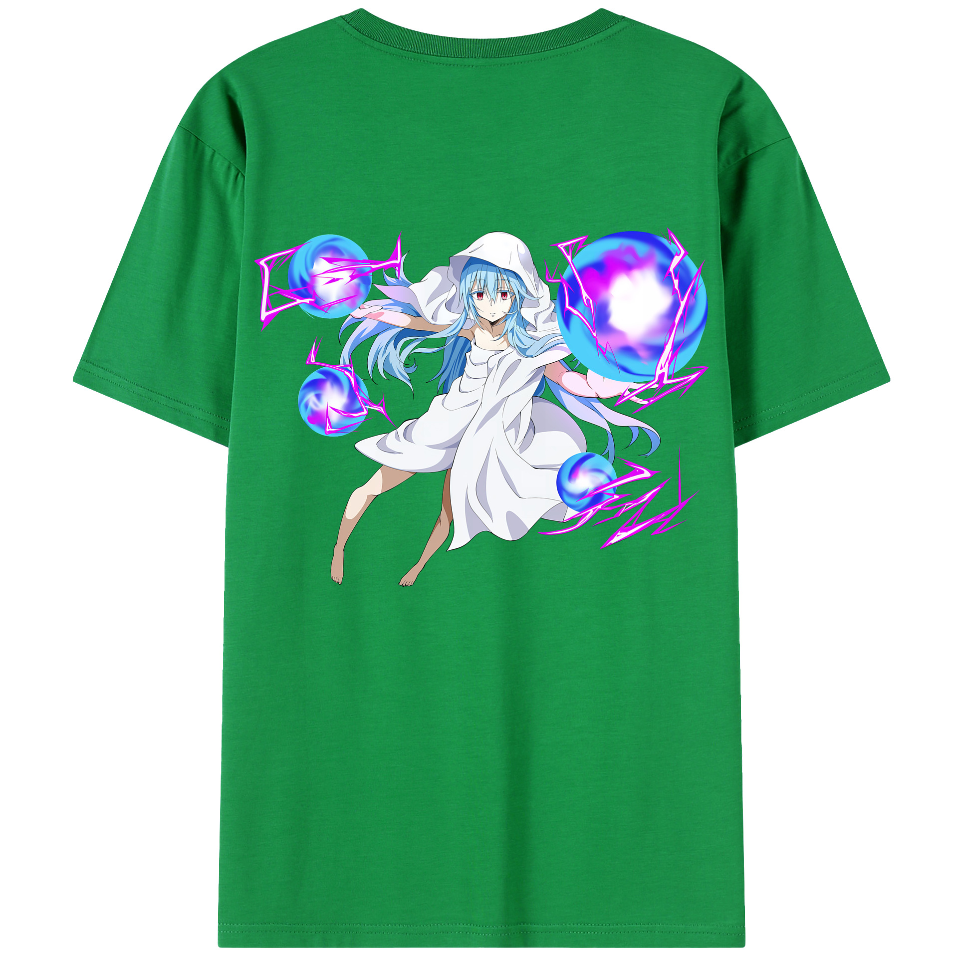 （画像用） 転スラ Regarding Reincarnated to Slime 綿100％ メンズ半袖Tシャツ（バックプリント） 通気性