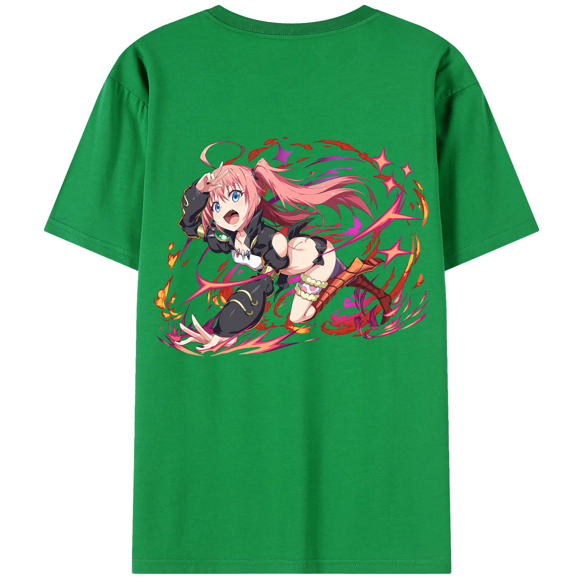 （画像用） 転スラ Regarding Reincarnated to Slime 綿100％ メンズ半袖Tシャツ（バックプリント） 通気性
