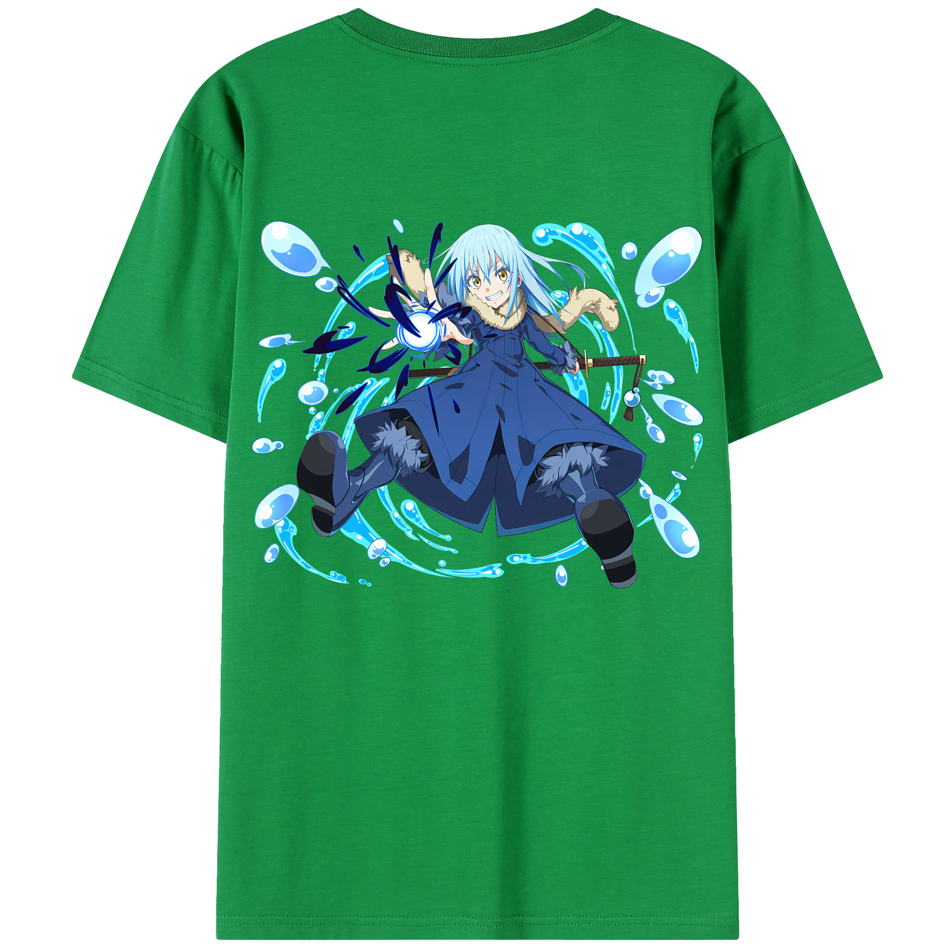 （画像用） 転スラ Regarding Reincarnated to Slime 綿100％ メンズ半袖Tシャツ（バックプリント） 通気性