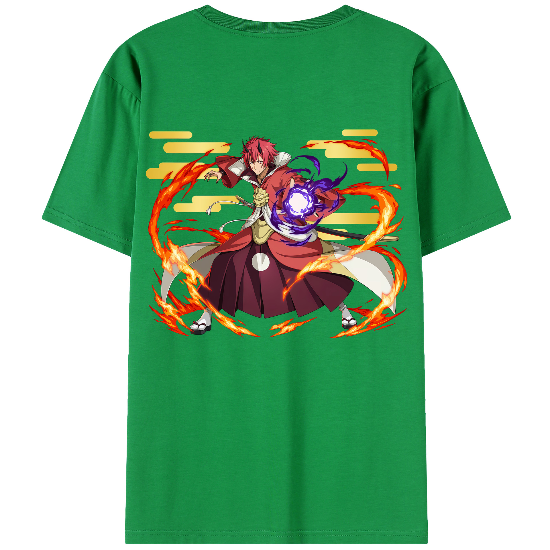 （画像用） 転スラ Regarding Reincarnated to Slime 綿100％ メンズ半袖Tシャツ（バックプリント） 通気性