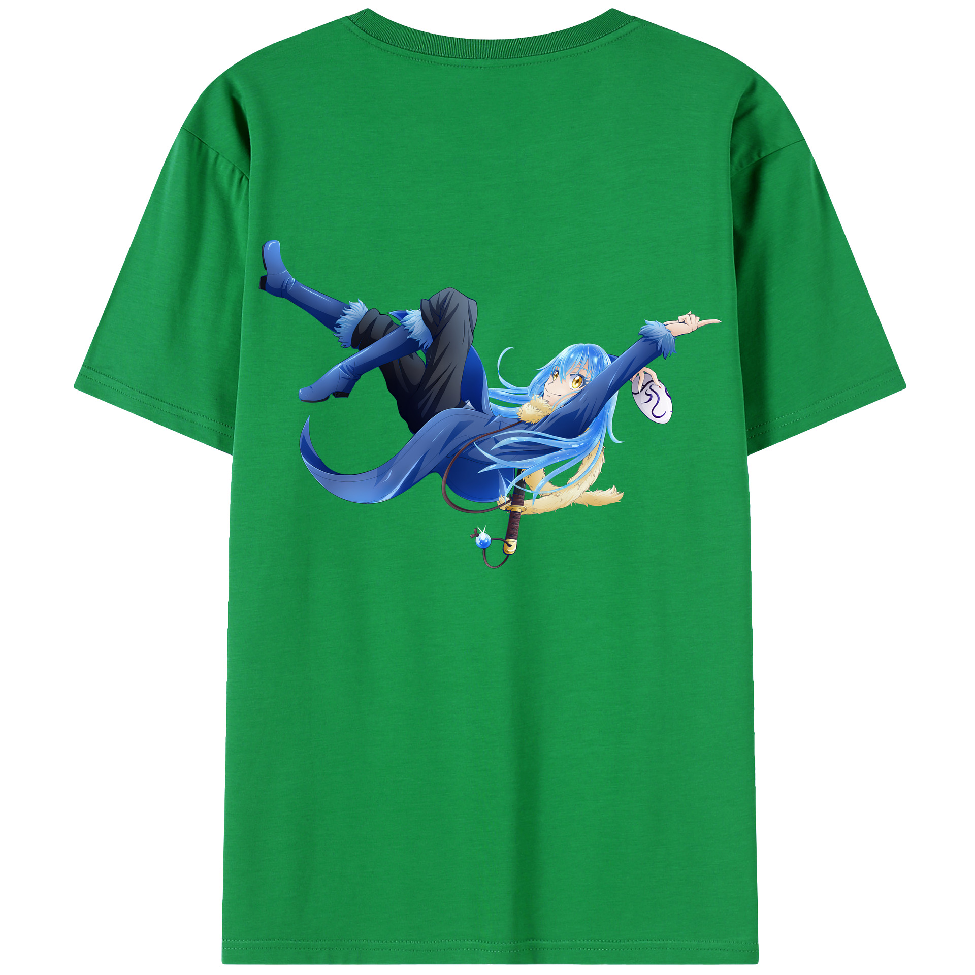 （画像用） 転スラ Regarding Reincarnated to Slime 綿100％ メンズ半袖Tシャツ（バックプリント） 通気性