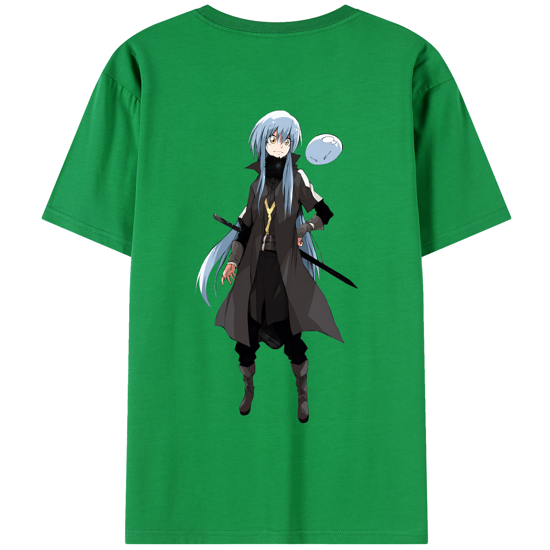 （画像用） 転スラ Regarding Reincarnated to Slime 綿100％ メンズ半袖Tシャツ（バックプリント） 通気性