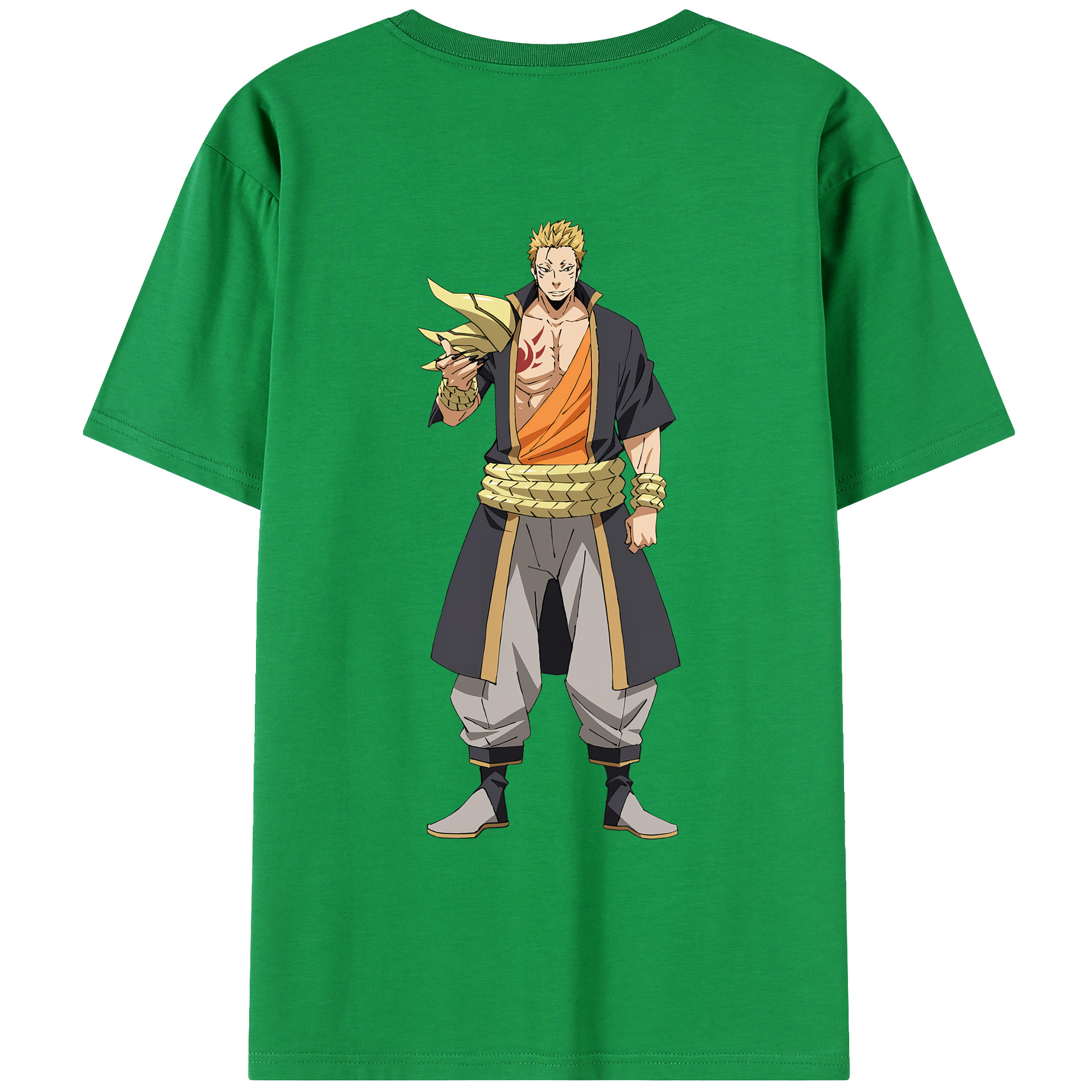 （画像用） 転スラ Regarding Reincarnated to Slime 綿100％ メンズ半袖Tシャツ（バックプリント） 通気性