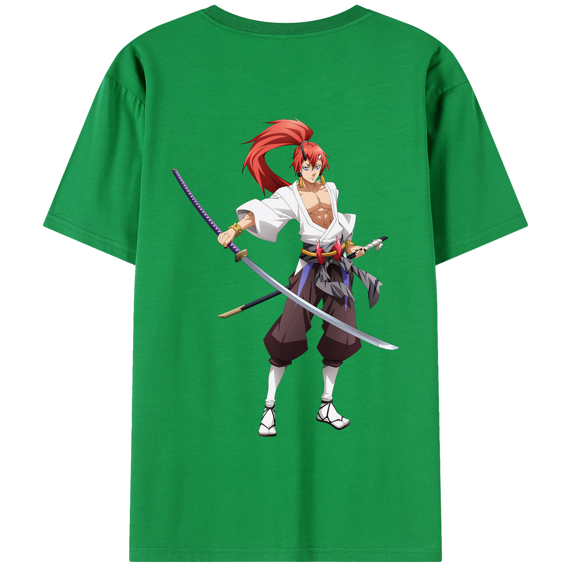 （画像用） 転スラ Regarding Reincarnated to Slime 綿100％ メンズ半袖Tシャツ（バックプリント） 通気性