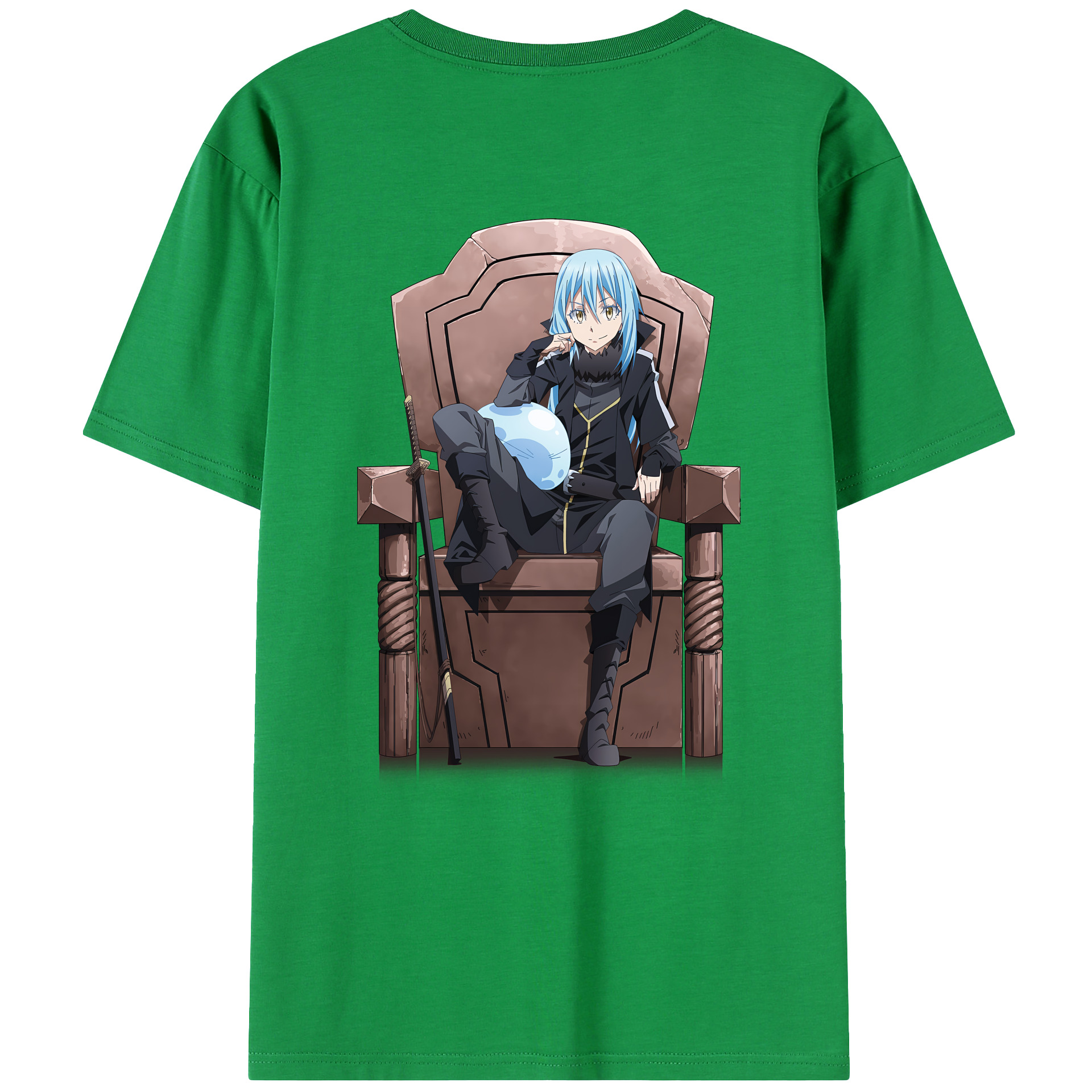（画像用） 転スラ Regarding Reincarnated to Slime 綿100％ メンズ半袖Tシャツ（バックプリント） 通気性