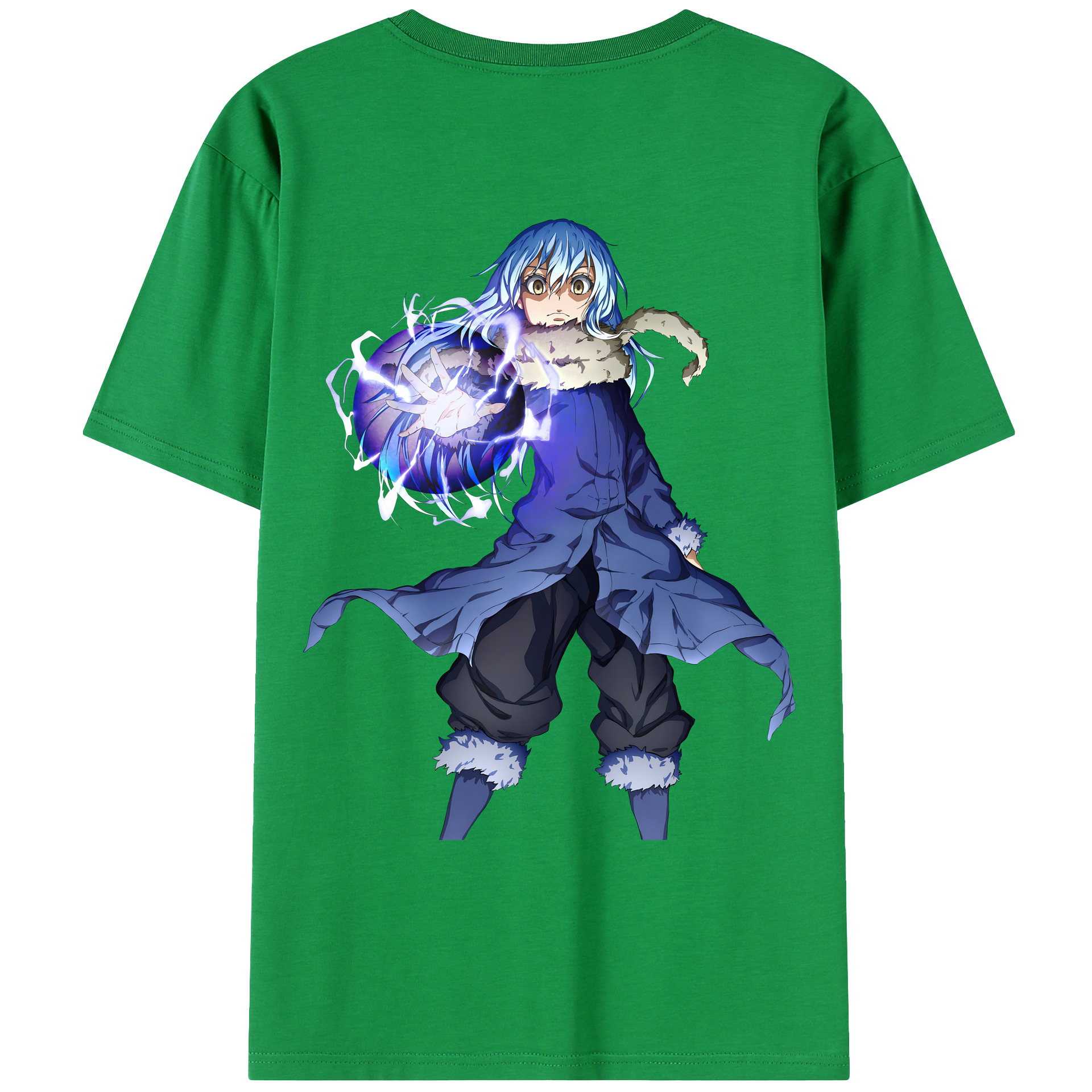 （画像用） 転スラ Regarding Reincarnated to Slime 綿100％ メンズ半袖Tシャツ（バックプリント） 通気性