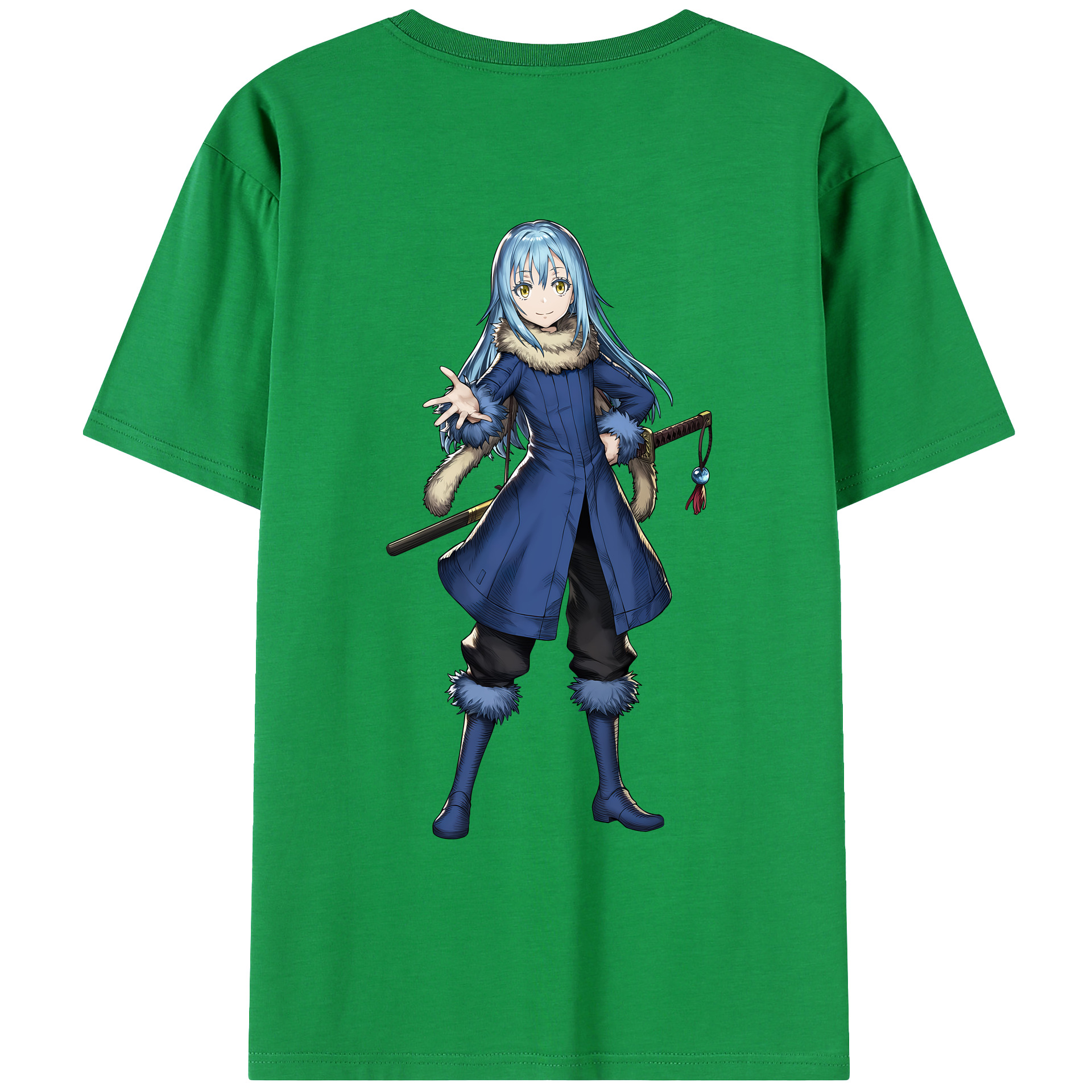 （画像用） 転スラ Regarding Reincarnated to Slime 綿100％ メンズ半袖Tシャツ（バックプリント） 通気性