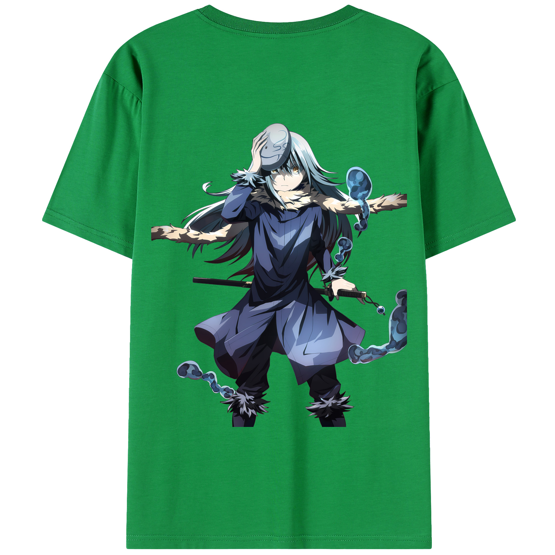 （画像用） 転スラ Regarding Reincarnated to Slime 綿100％ メンズ半袖Tシャツ（バックプリント） 通気性