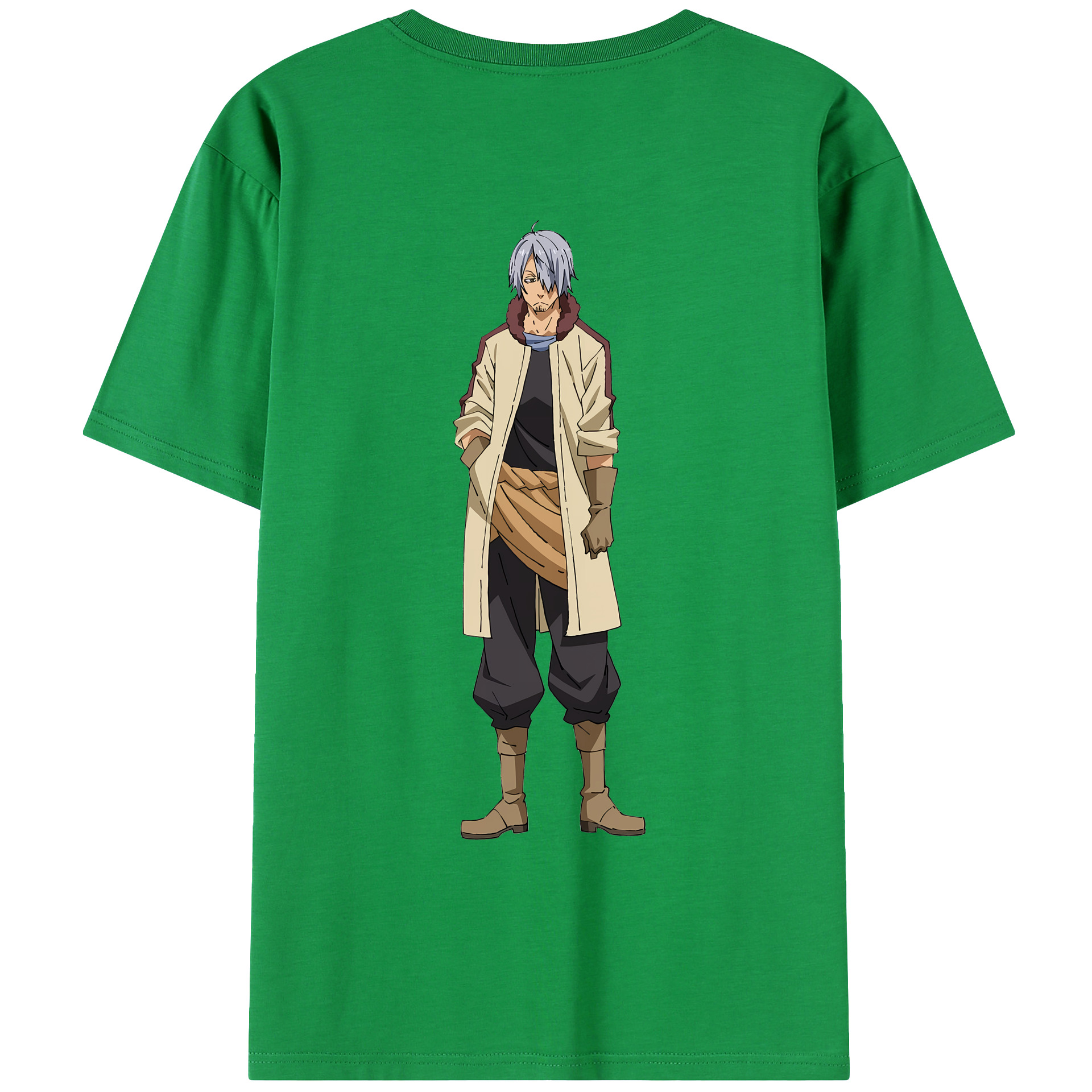 （画像用） 転スラ Regarding Reincarnated to Slime 綿100％ メンズ半袖Tシャツ（バックプリント） 通気性