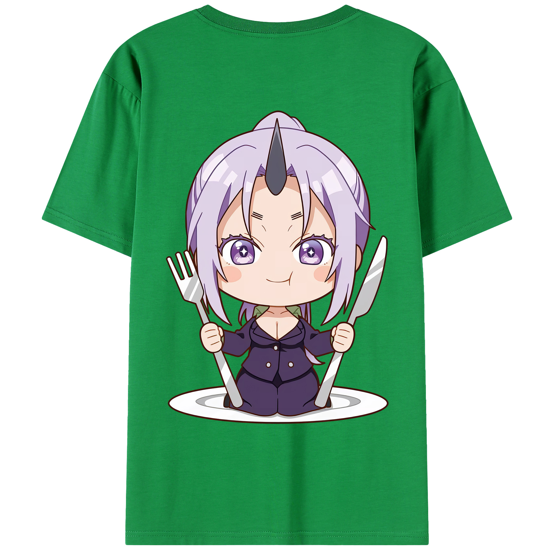 （画像用） 転スラ Regarding Reincarnated to Slime 綿100％ メンズ半袖Tシャツ（バックプリント） 通気性