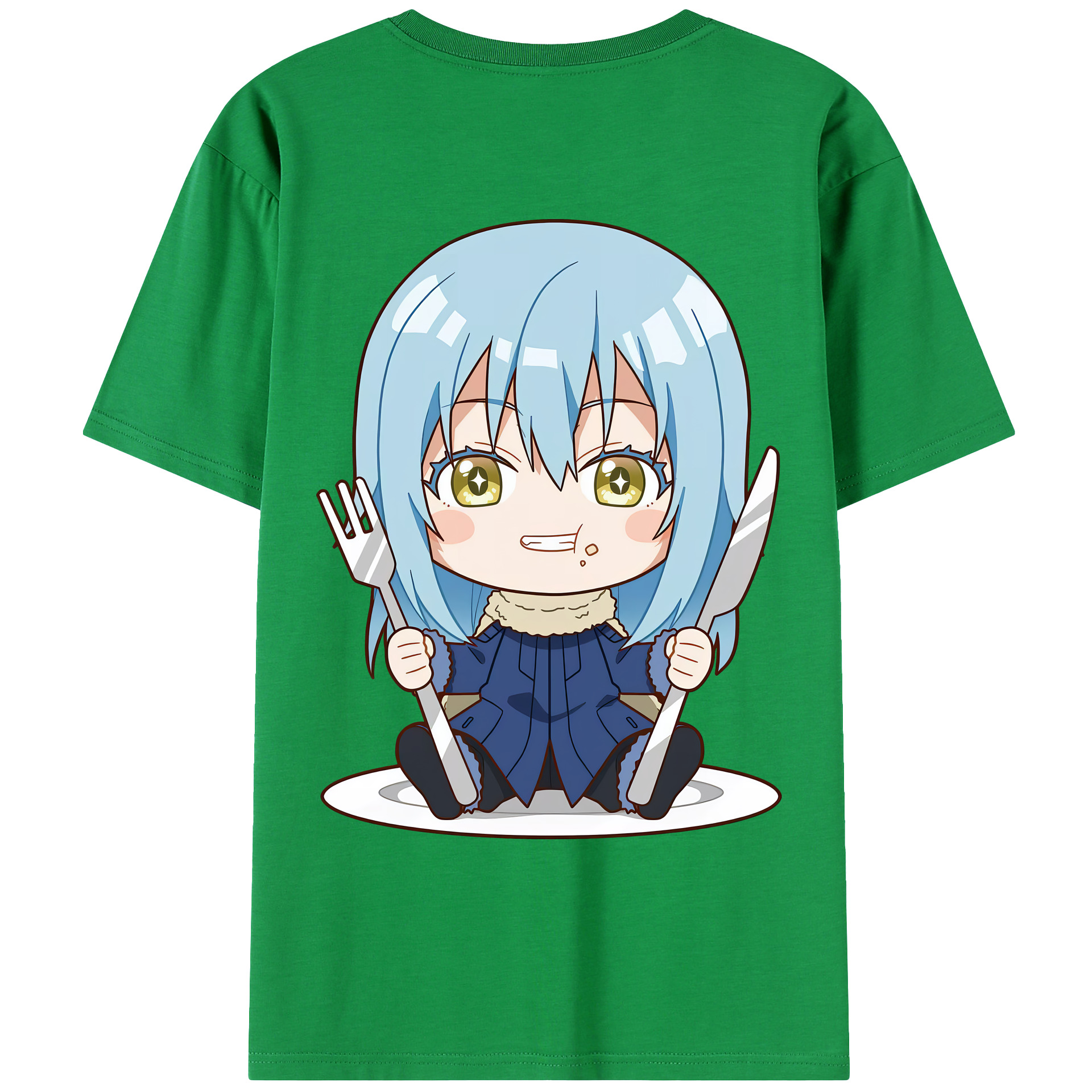 （画像用） 転スラ Regarding Reincarnated to Slime 綿100％ メンズ半袖Tシャツ（バックプリント） 通気性