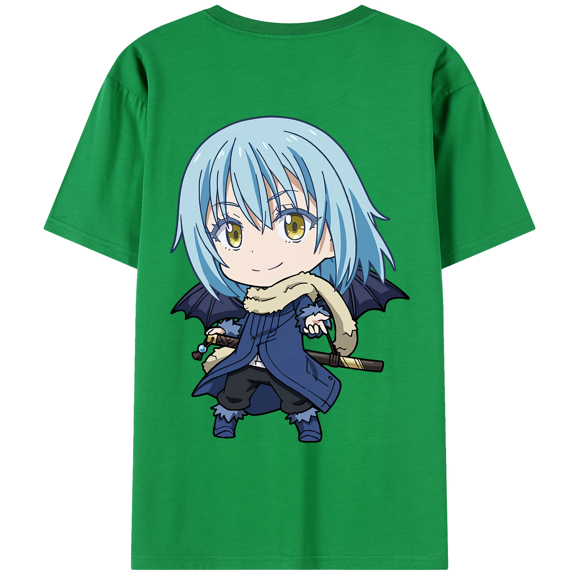 （画像用） 転スラ Regarding Reincarnated to Slime 綿100％ メンズ半袖Tシャツ（バックプリント） 通気性